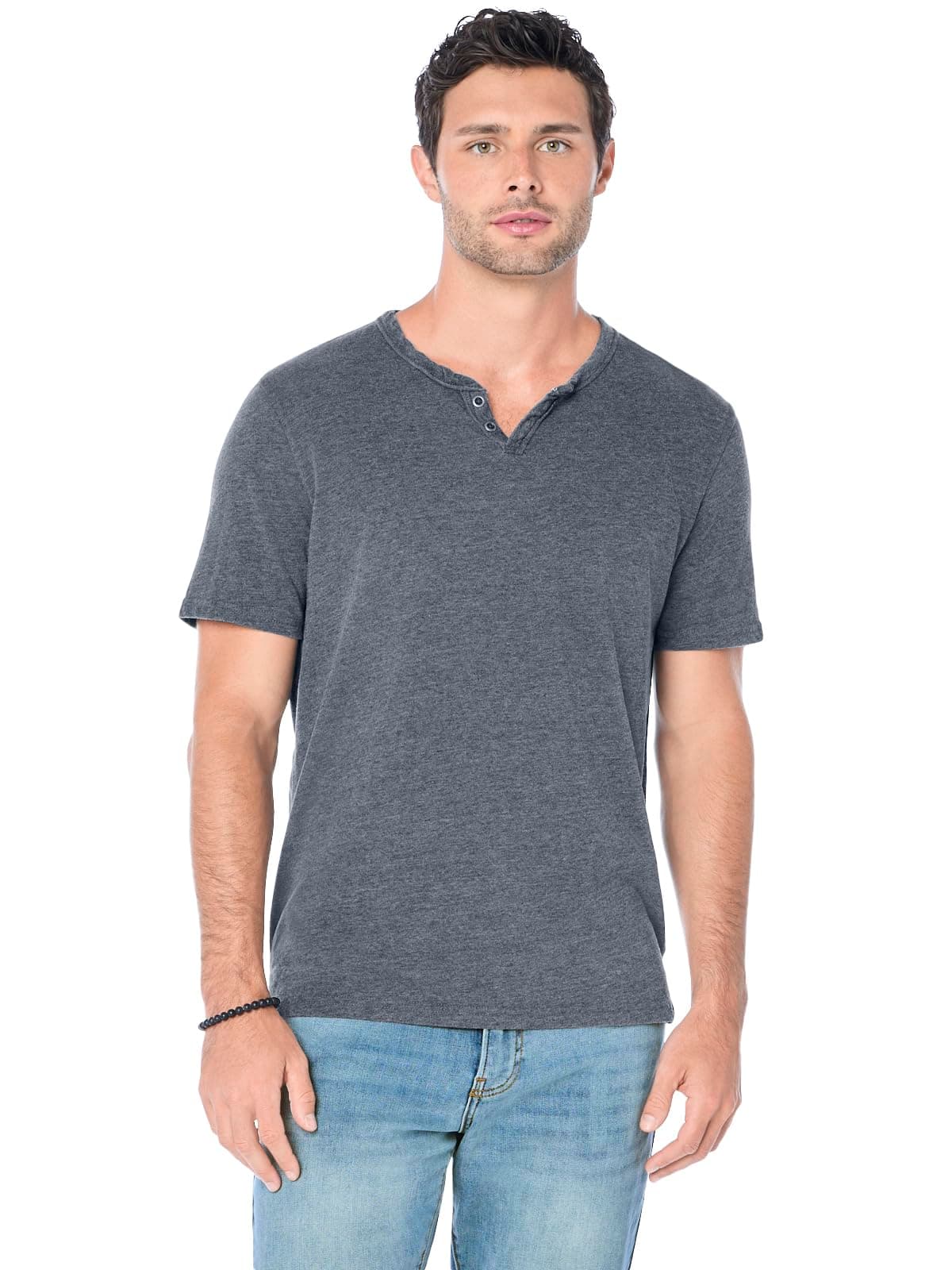 Men's Burnout Button Notch Neck Shirt