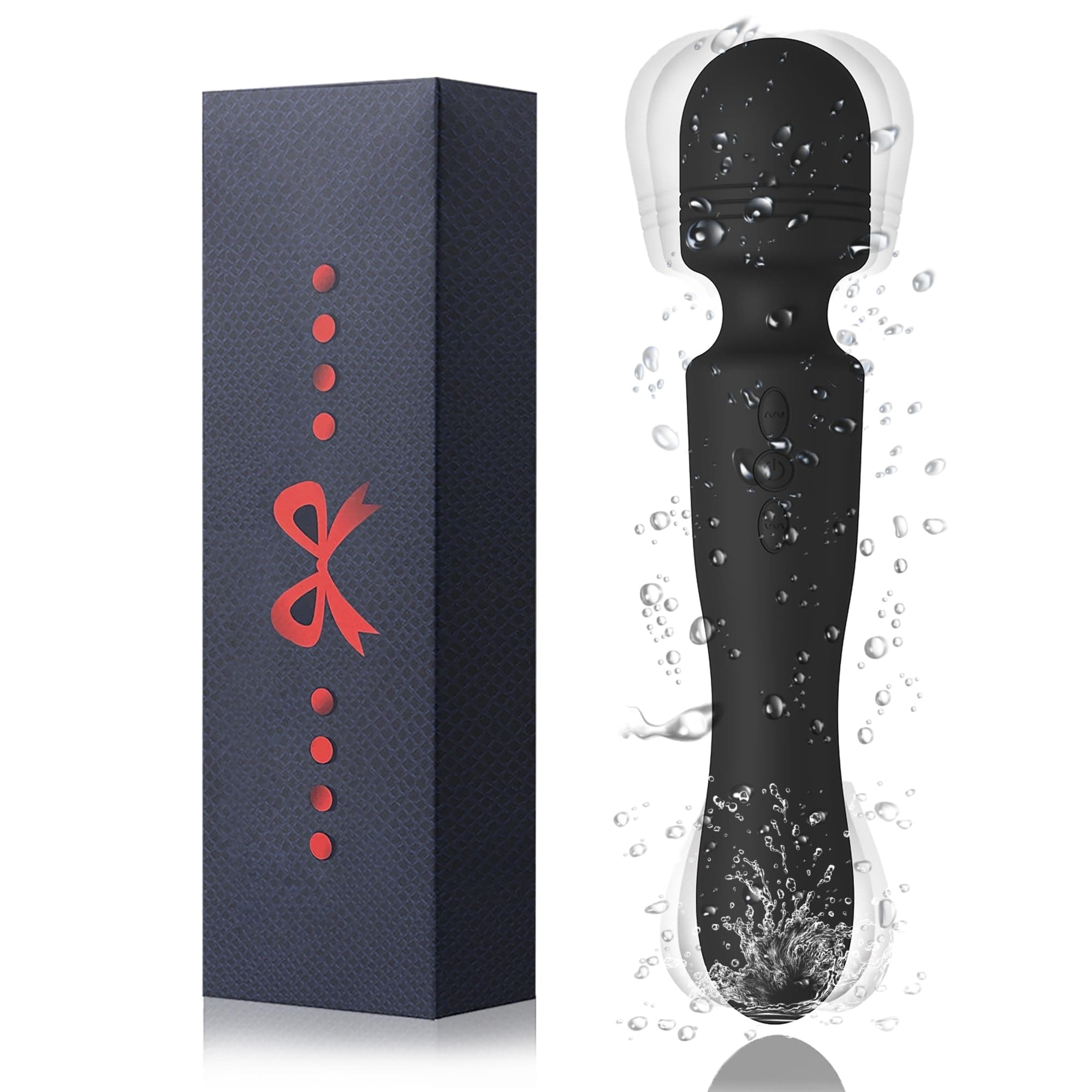 New Upgraded Double-Ended Available Shoulder Neck Back Relaxation Tools Handheld Electric Cordless Portable Wireless Travel Home Work Sports Out Use Relieve Deep Tissue Muscle Pain Fatigue - Black