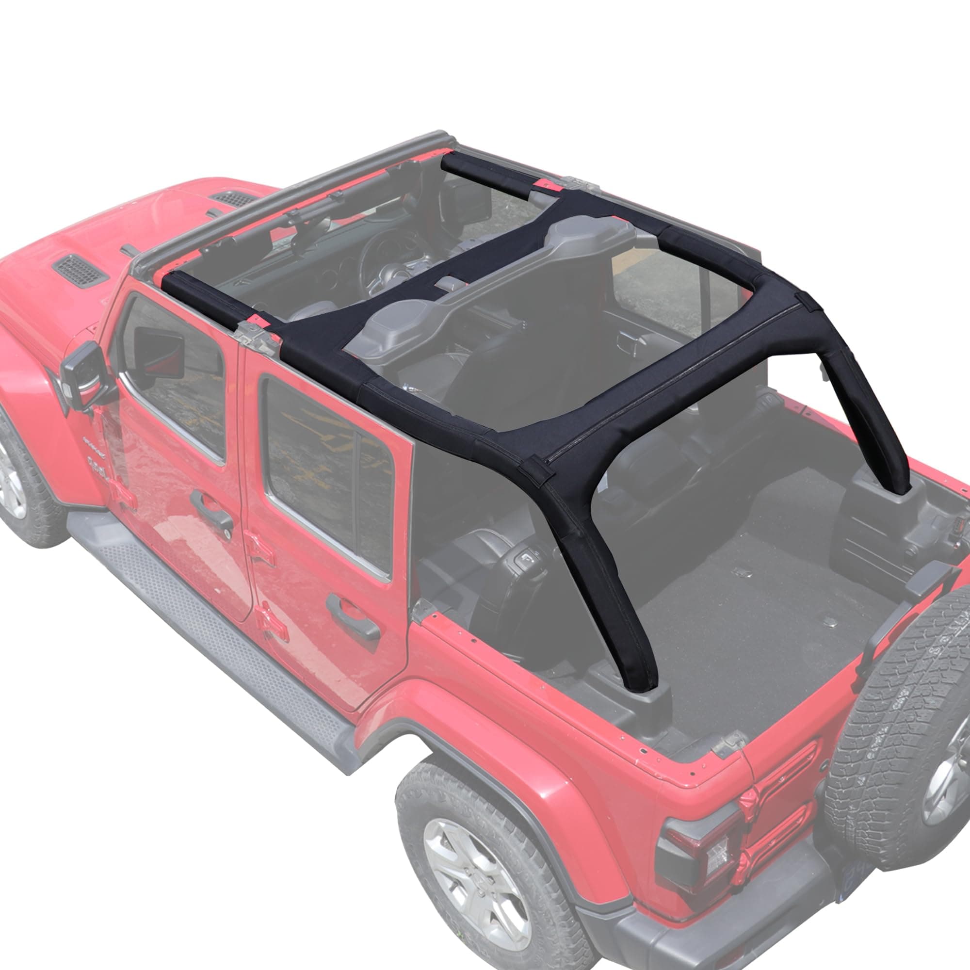 Roll Bar Padding Protectors for Jeep JL, Full Cover Protector for 2018-2023 Jeep Wrangler JL Unlimited Sahara Rubicon Sport 4 Door - Avoid Paint Damage, Update (Black)