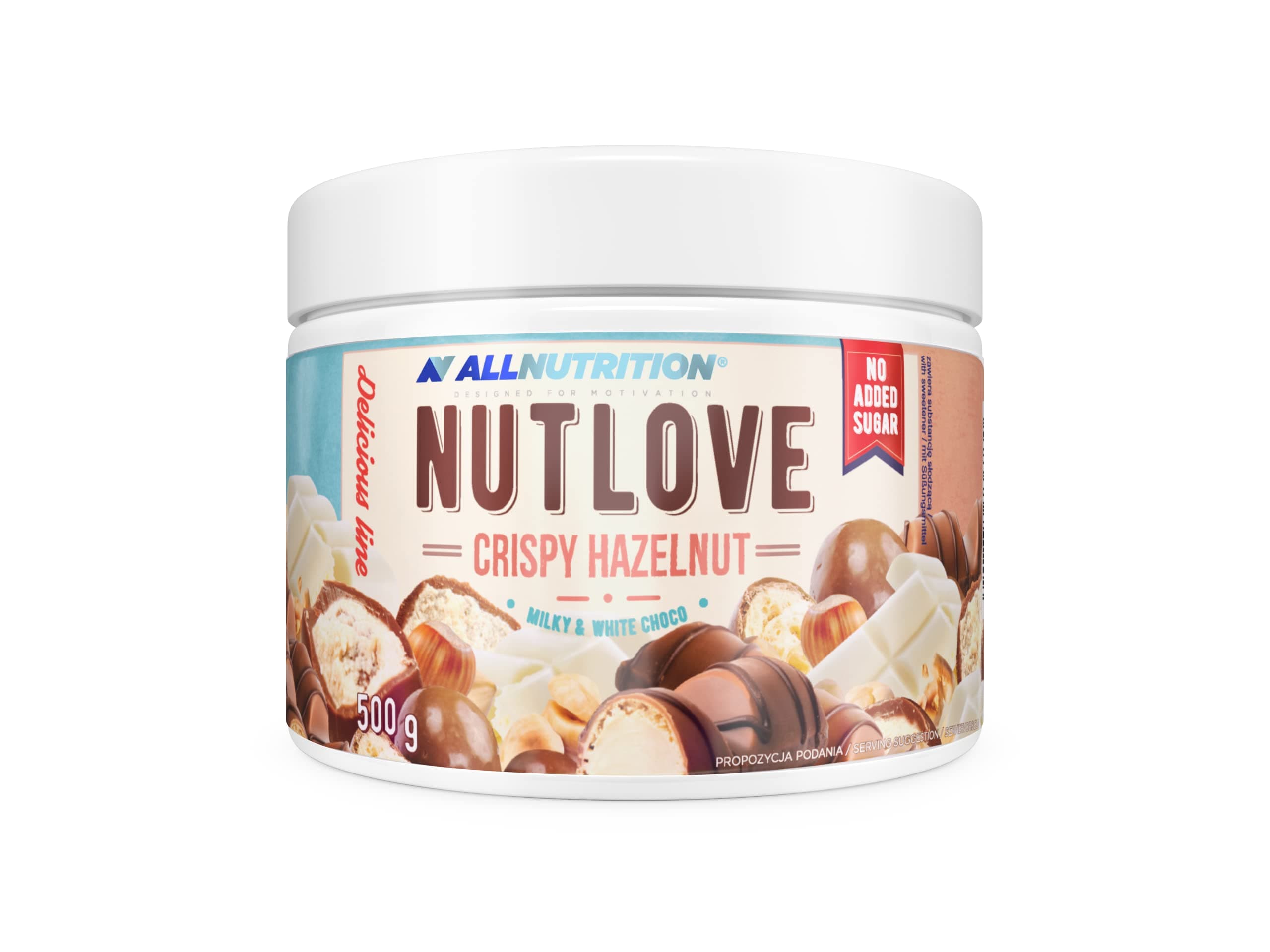 ALLNUTRITIONNutlove Crispy Hazelnut Crunchie Spread - Sugar Free Hazelnut Spread - Hazelnut White Chocolate Spread - Great for Low Calorie Sweets - Healthy Snacks - 500g