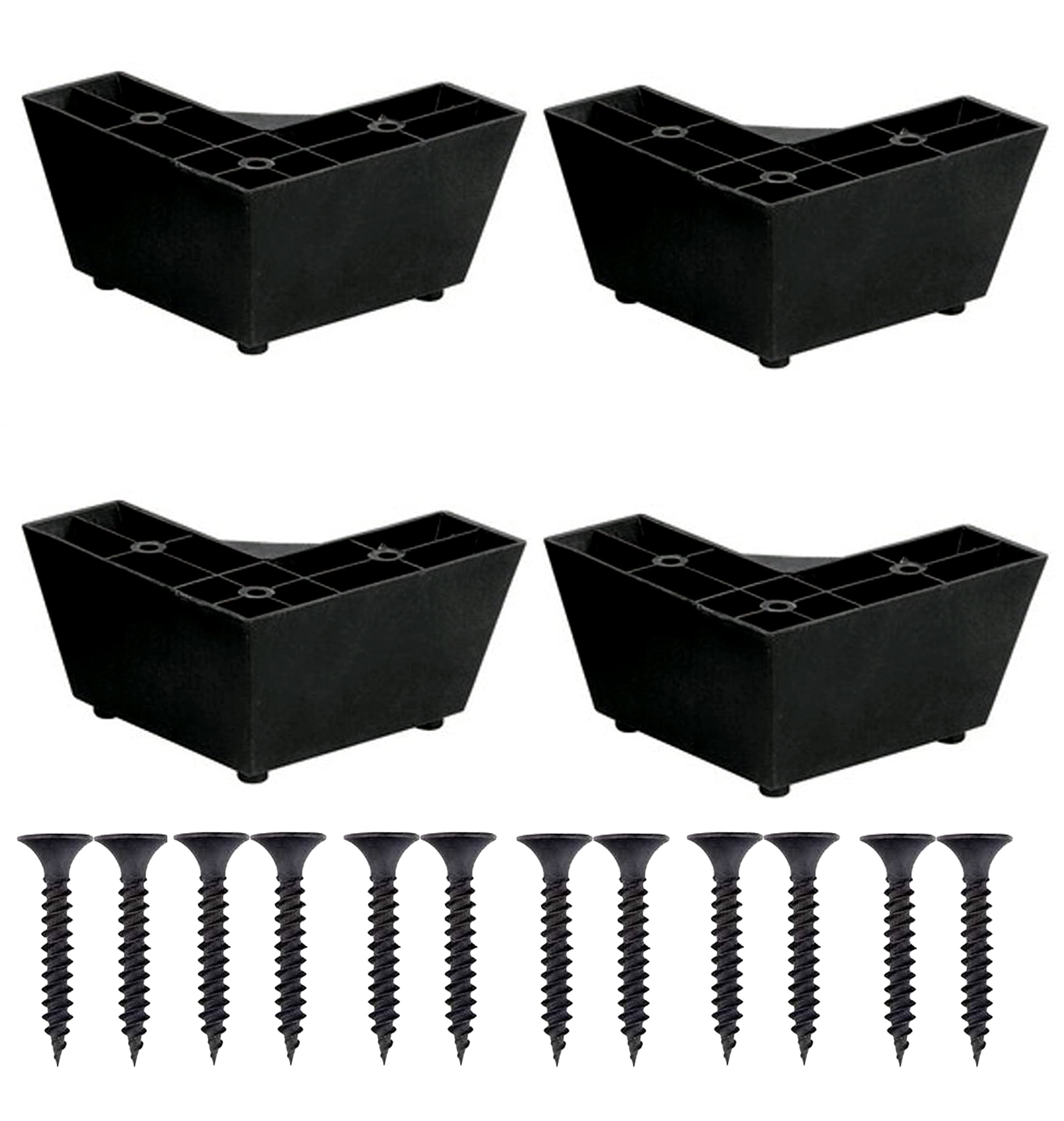 Heavy Duty L Shape Unbreakable PVC Corner Sofa Leg Height Increase Sofa & Furniture's Legs Pack of 4 Pcs with Screw use for Almirah, Chowki, Shelf, Table, Sofa, Cabinet etc (2 Inches)