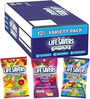 LIFE SAVERS Wild Berry, Collisions, and 5 Flavors Assorted Candies, Gummy Candy Variety Pack, 12 Count Bags