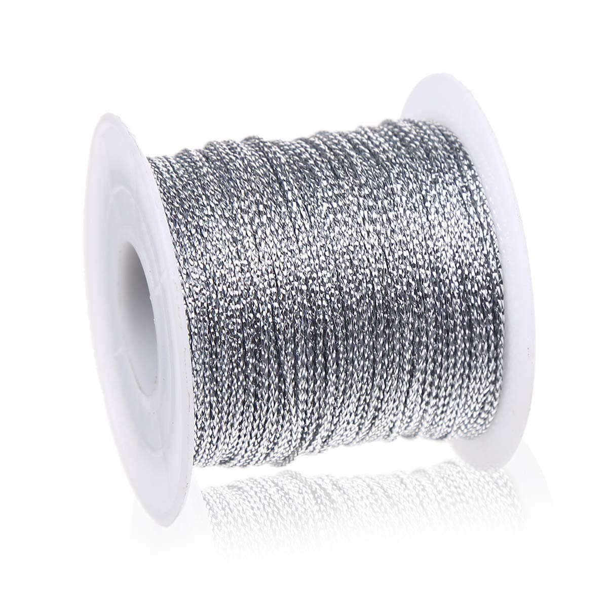 1mm Metallic Silver Cord String Non Stretch Thread for Jewelry Craft Making, Hang Tags, 100 Meters/ 109 Yards