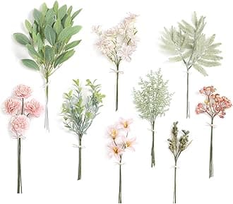 Serra Flora Artificial Greenery Stems Box Set,(Pack of 47pcs) with 9 Kinds of Faux Pink Green Filler for DIY Bridal Bouquets Wedding Floral Arrangement Table Centerpieces