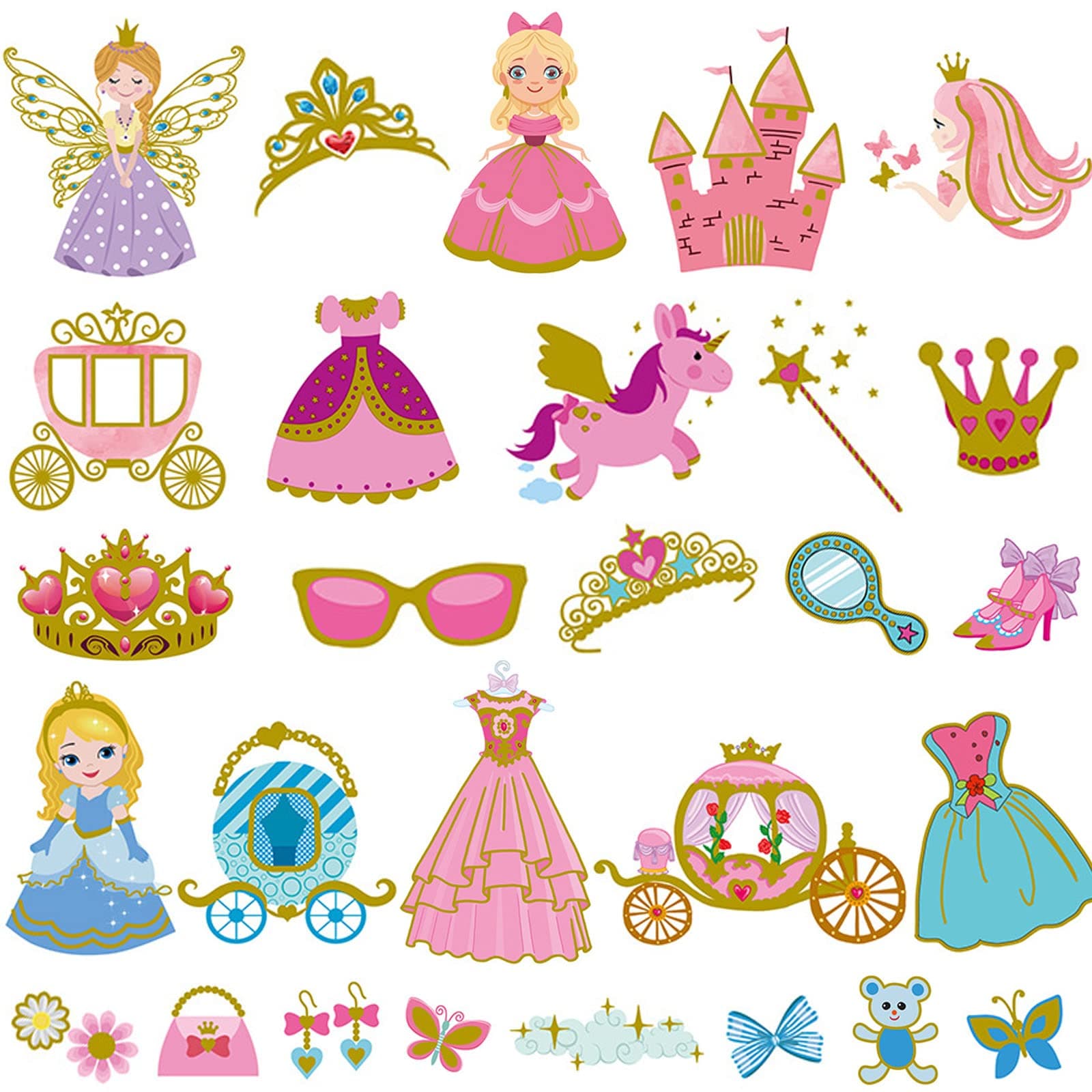 Ooopsiun Glitter Princess Temporary Tattoos