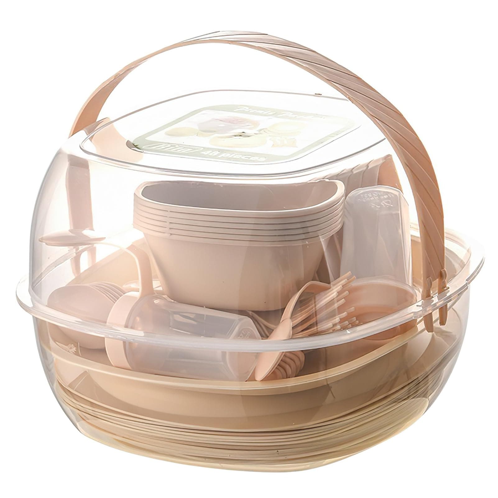 amokk 47 Pcs Plastic Cultery Sets for 6, Reusable Plates and Bowls Sets Portable Dinnerware Set for Pixcnic, Camping, Travel, Outdoor, Home Party