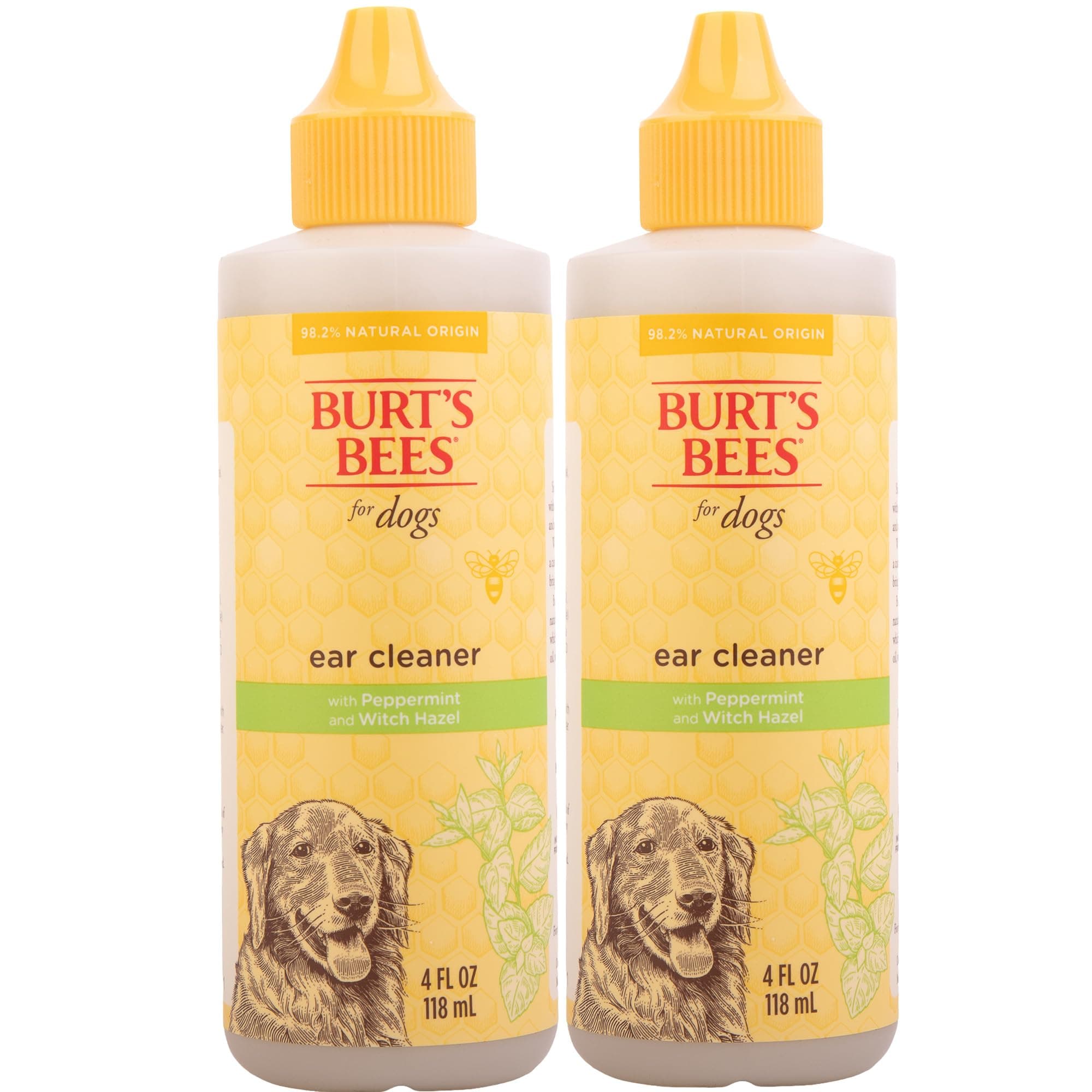 Ear Cleaner for Dogs with Peppermint and Witch Hazel, 99.7% Natural Origin Formulas, Dog Ears Cleanser, Cleaning Solution, 2pk, 4 oz