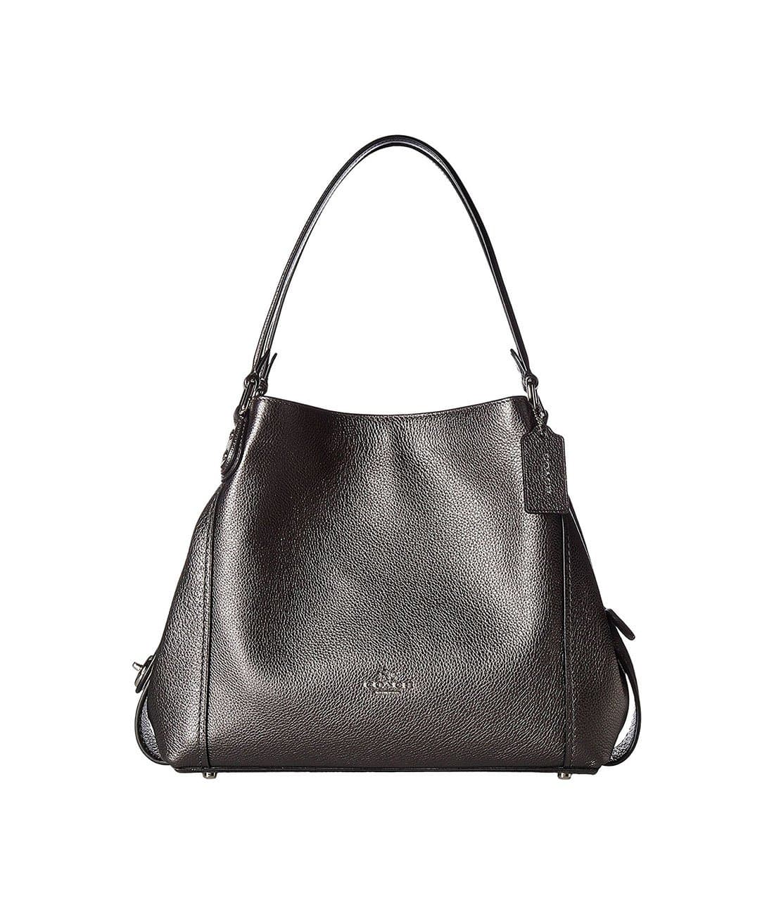 DARK GREY METALLIC LEATHER BAG, Womens.