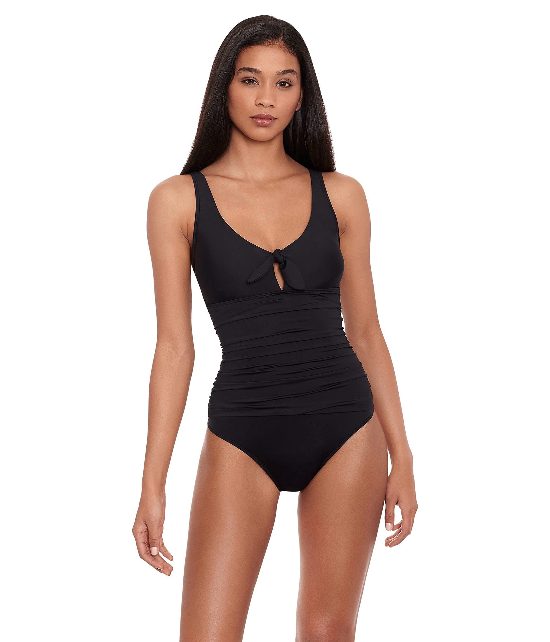 Lauren Ralph Lauren Beach Club Solid Tie Front Underwire One-Piece