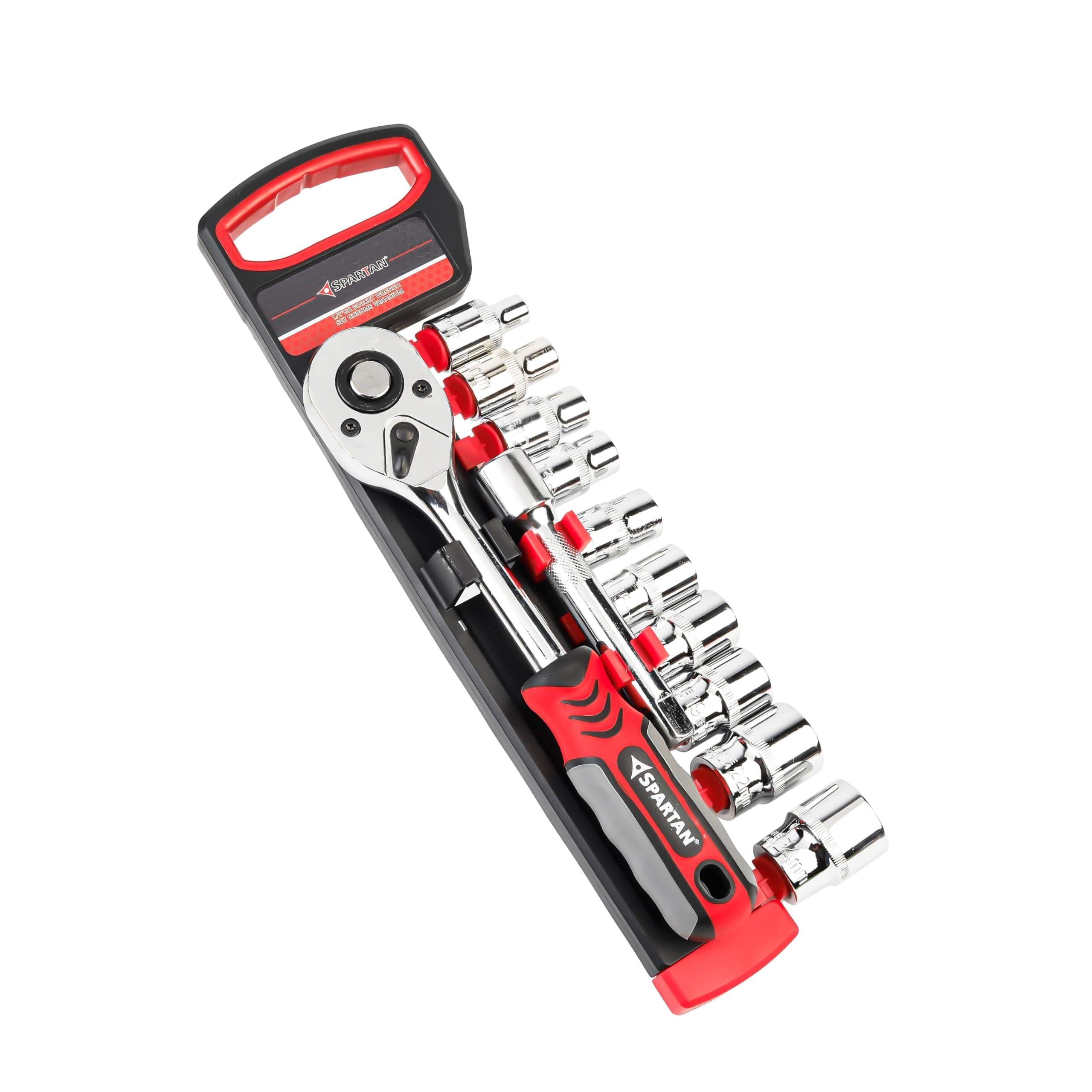 12 in 1 Heavy Duty Socket Set 1/2" Chrome Vanadium Steel Ratchet Socket Wrench Spanner | Soft Grip 12 Pieces Hand Tool Kit For Mechanic Tool Kits(Pack of 1)