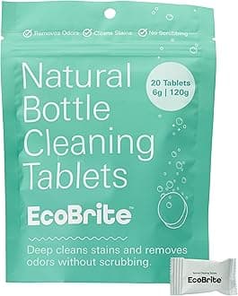 - EcoBrite Powerful Cleaning Tablets, Cleans Bottles, Coffee Cups, Pots, Pans, Camping Gear, Pet Bowls, and Much More - 20 pack (Individually Wrapped) Made From Naturally Sourced ingredients