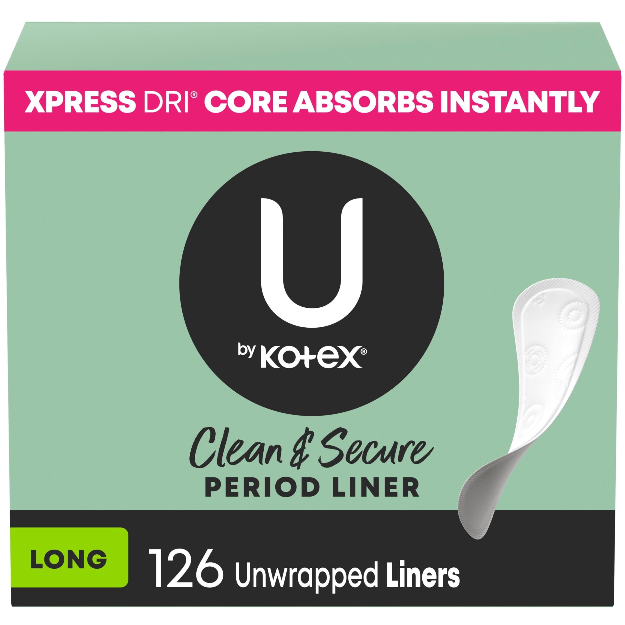 Panty Liners, Clean & Secure, Light Absorbency, Long Length, 126 Count (Packaging May Vary)