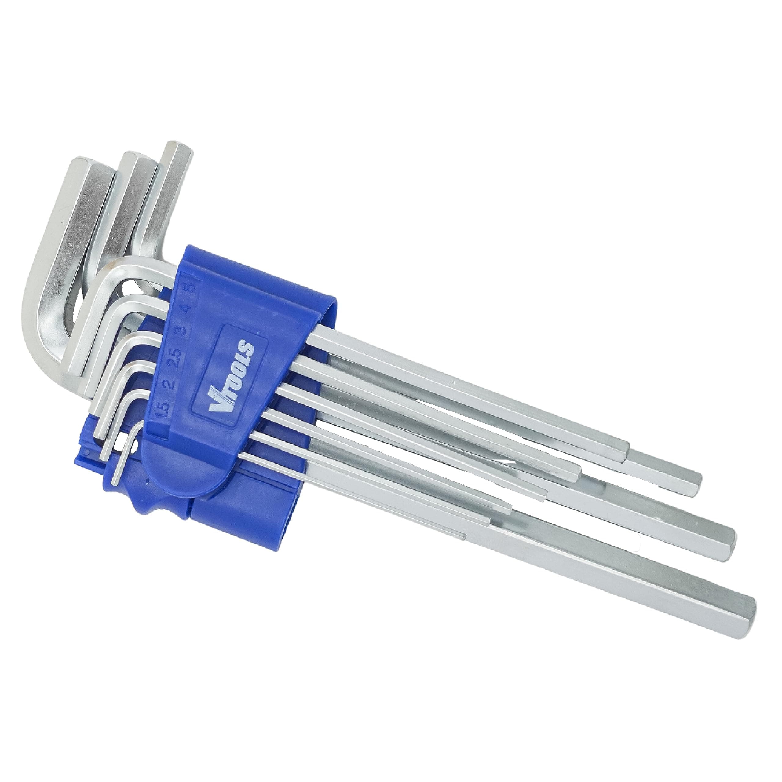 VTOOLS 9 Piece Long Chrome Vanadium Hex Key Allen Wrench Set(1.5-10mm), Portable Set For Basic Home Repair And General Applications, VT2162