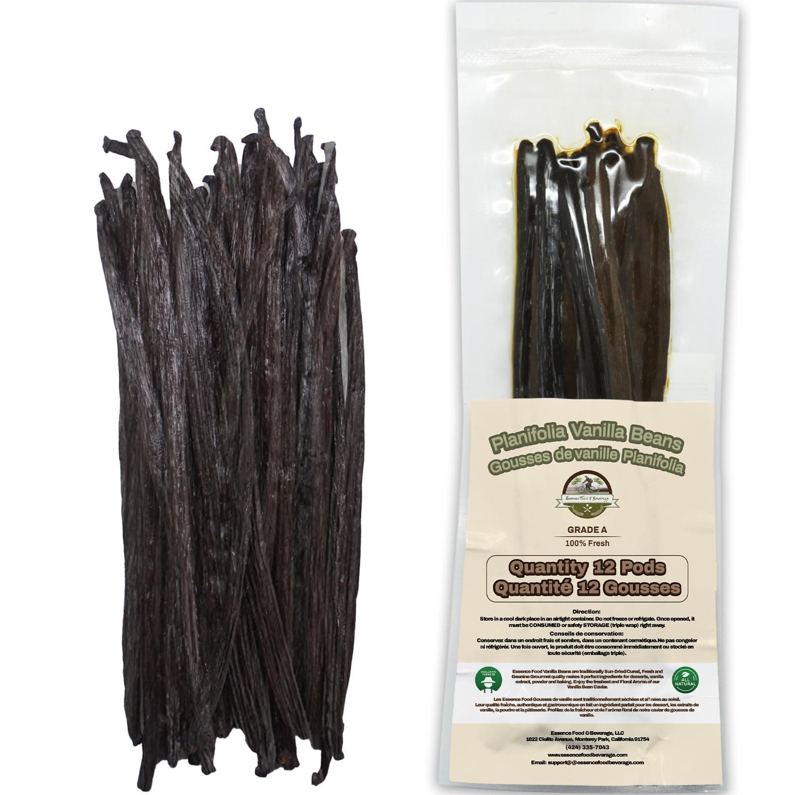 12 Large Vanilla Beans For Making Vanilla Extract Grade A - NON-GMO Planifolia, 6-8 Inches Grade A+