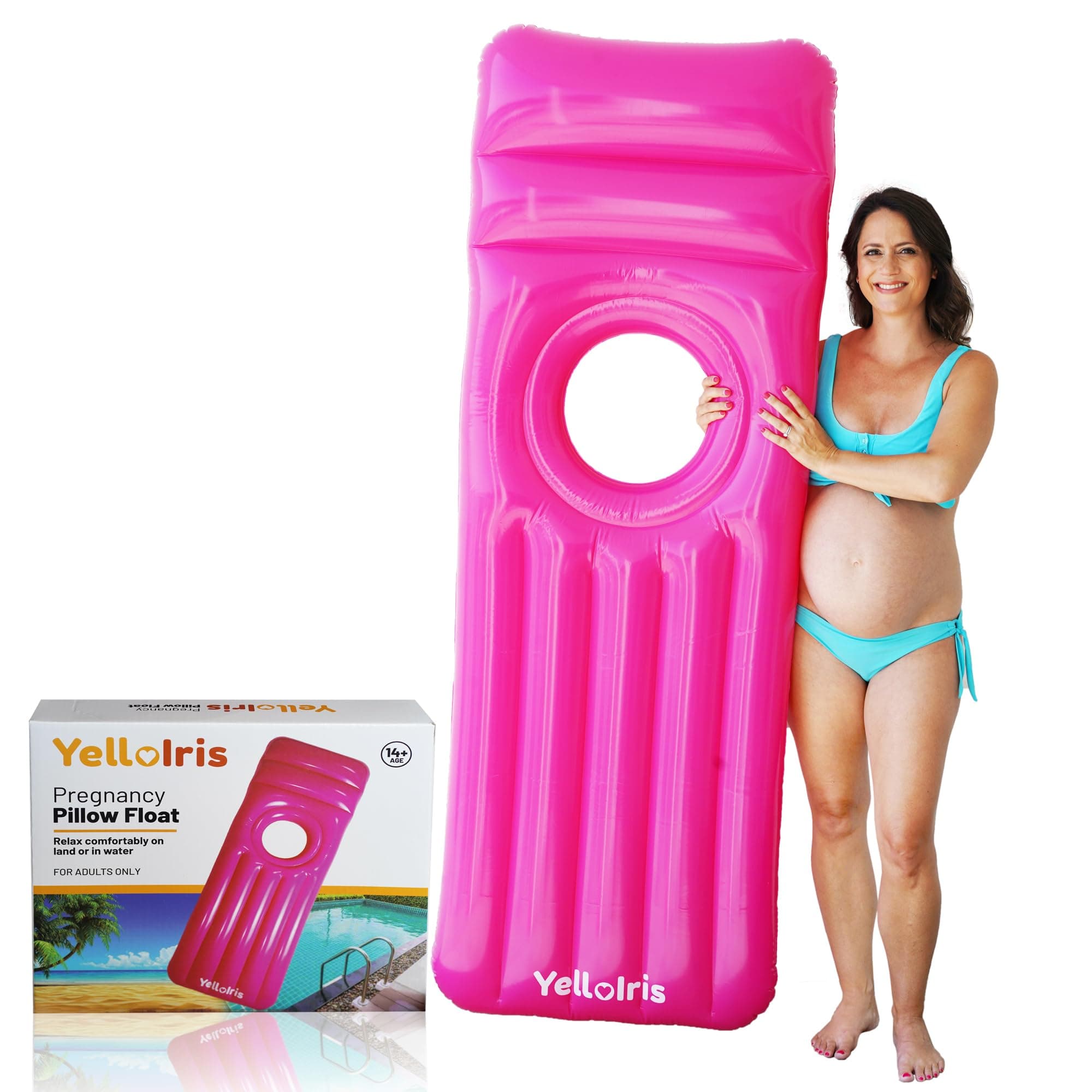 Inflatable Pregnancy Pool Float with Belly Hole – Full-Body Maternity Airbed for Ultimate Comfort – Pink Pregnancy Float for Relaxing Summer – Perfect Support for Baby Bump While Lounging or Swimming