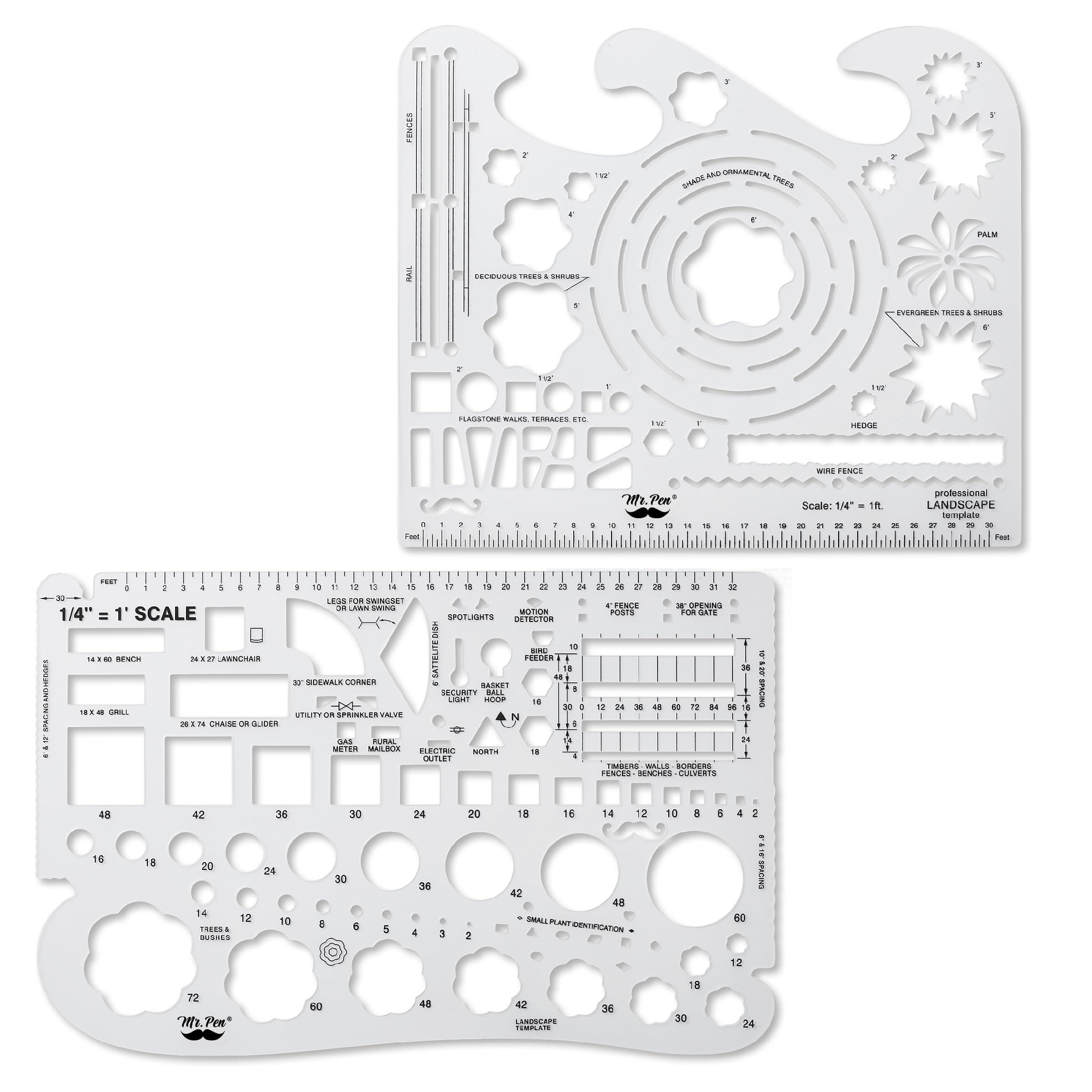 Mr. Pen- Landscape Templates, Architectural Templates, Drafting Tools, Landscaping Tools, Landscape Design Template, Drafting Ruler Shapes, Drawing Stencils