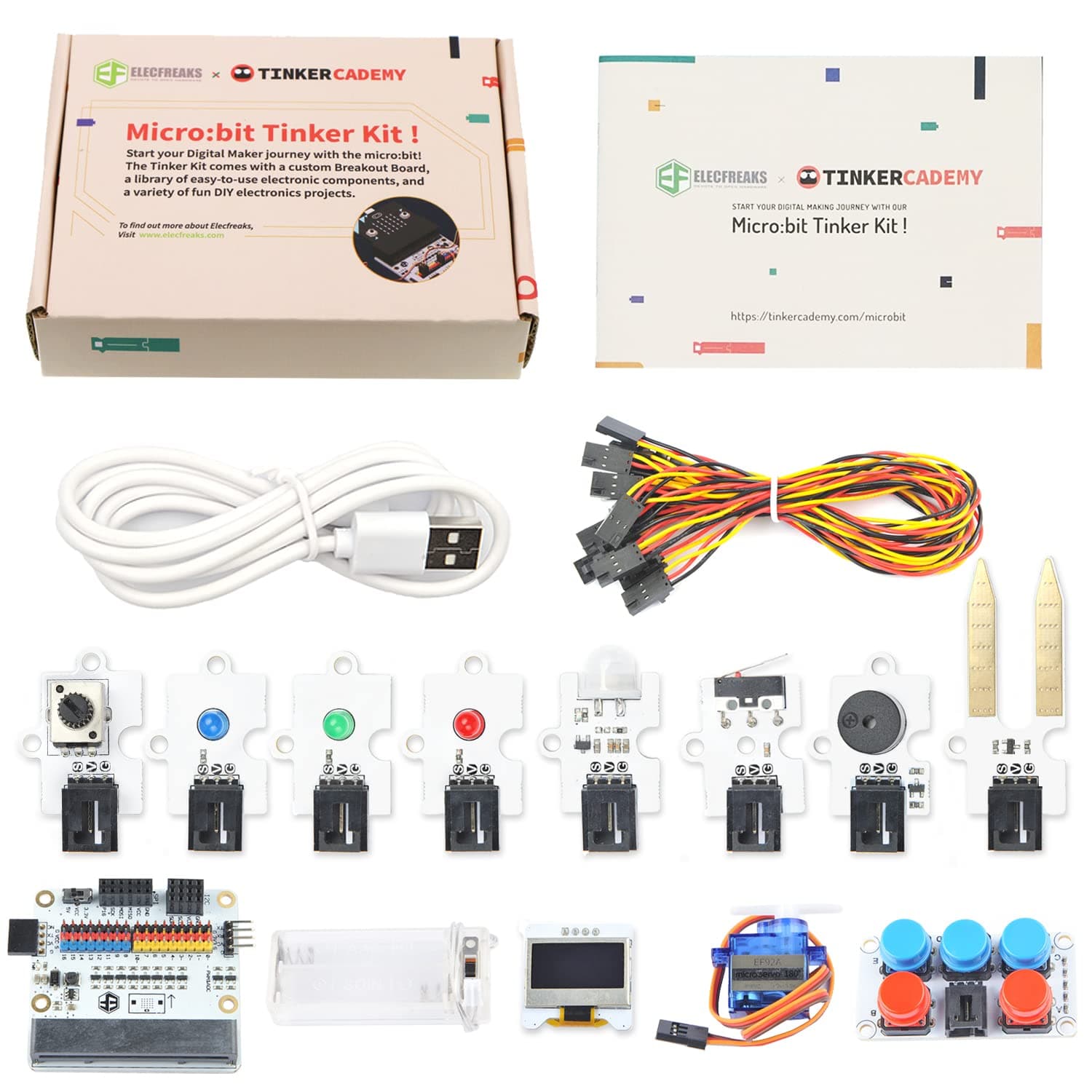 EF ELECFREAKS microbit Tinker Kit for Kid Micro:bit Sensor Starter Kit with 35 Projects, DIY Programming STEM kit with Basic Coding Electronics Modules and Wiki Tutorial(Without Micro:bit)