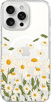 LONLIHue - for iPhone 15 Pro Max Case [Compatible with Magsafe] - Daisy Garden Phone Case - [360° Shock-Absorbent Bumper] - Cute, Unique and Aesthetic Phone Cover for Girls and Women