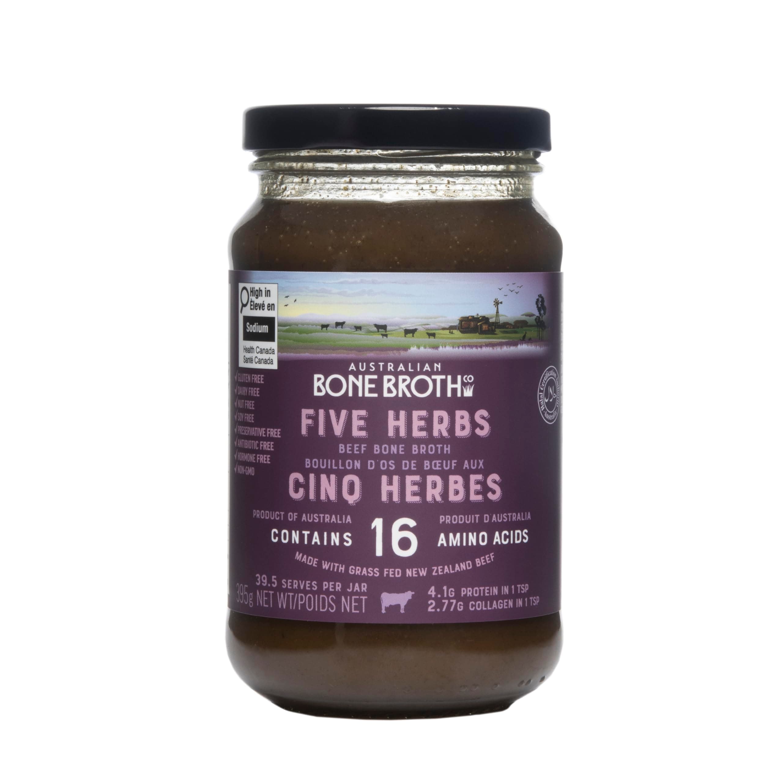 ABBCo Five Herb Beef Bone Broth Concentrate with Italian Herbs – Premium Grass-Fed Beef Bone Broth for Keto Diet, Nutritional Beverage & Flavor Boost - Zero Sugar