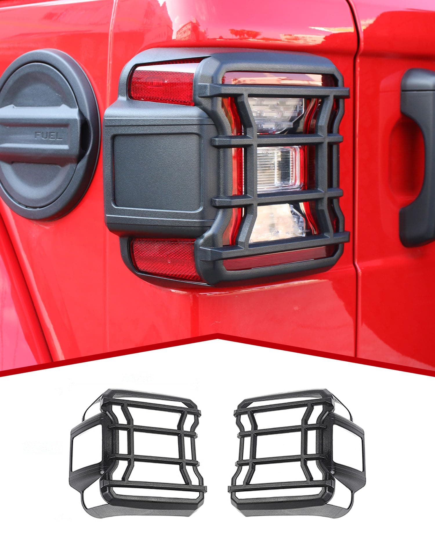 JeCar LED Tail Light Covers Rear Brake Light Guards Exterior Accessories Compatible with Jeep Wrangler JL JLU 2018-2023 (DO NOT Fit Halogen Taillights)