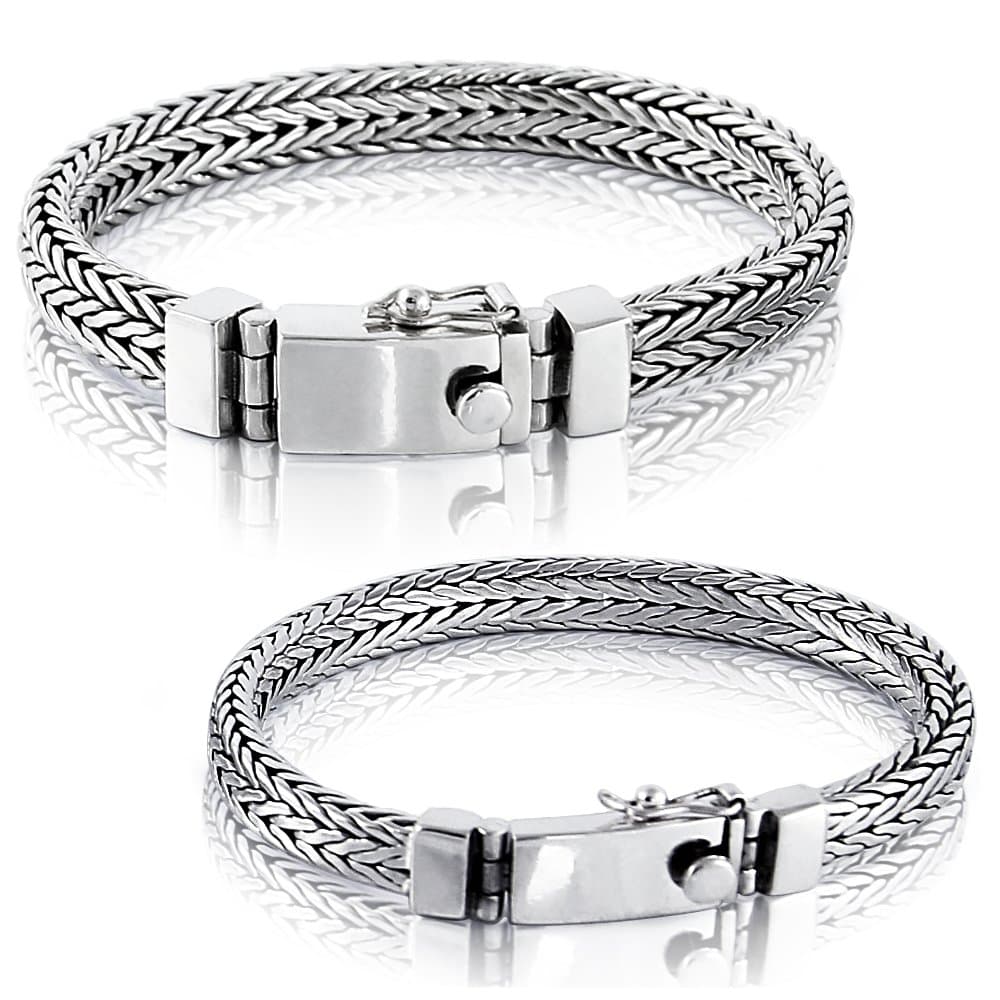 Solid 925 Sterling Silver Small or Big Style Men Bracelet - Size range 7 to 10 inches