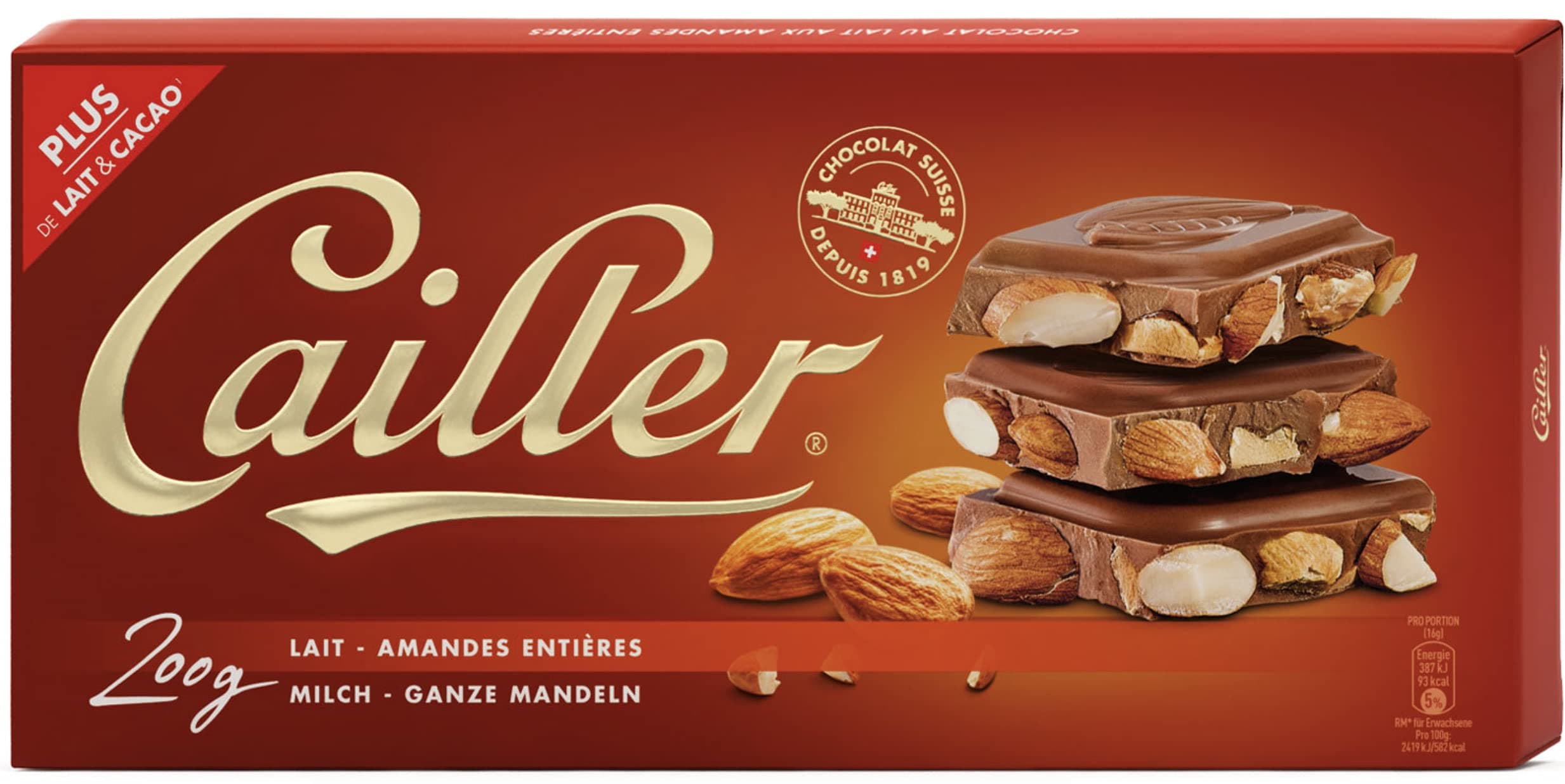 Cailler Milk chocolate with almonds (200g)