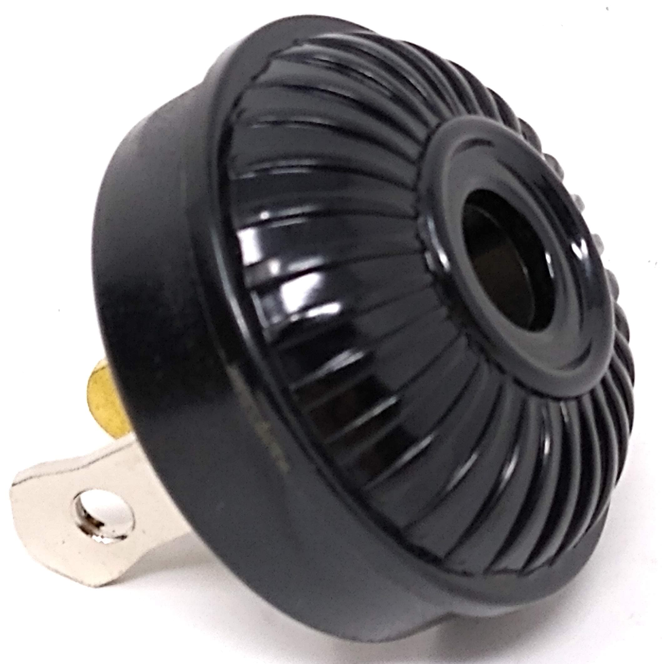 Black Mid-Century Embossed Lamp Plug, Antique Bakelite Electrical Plug