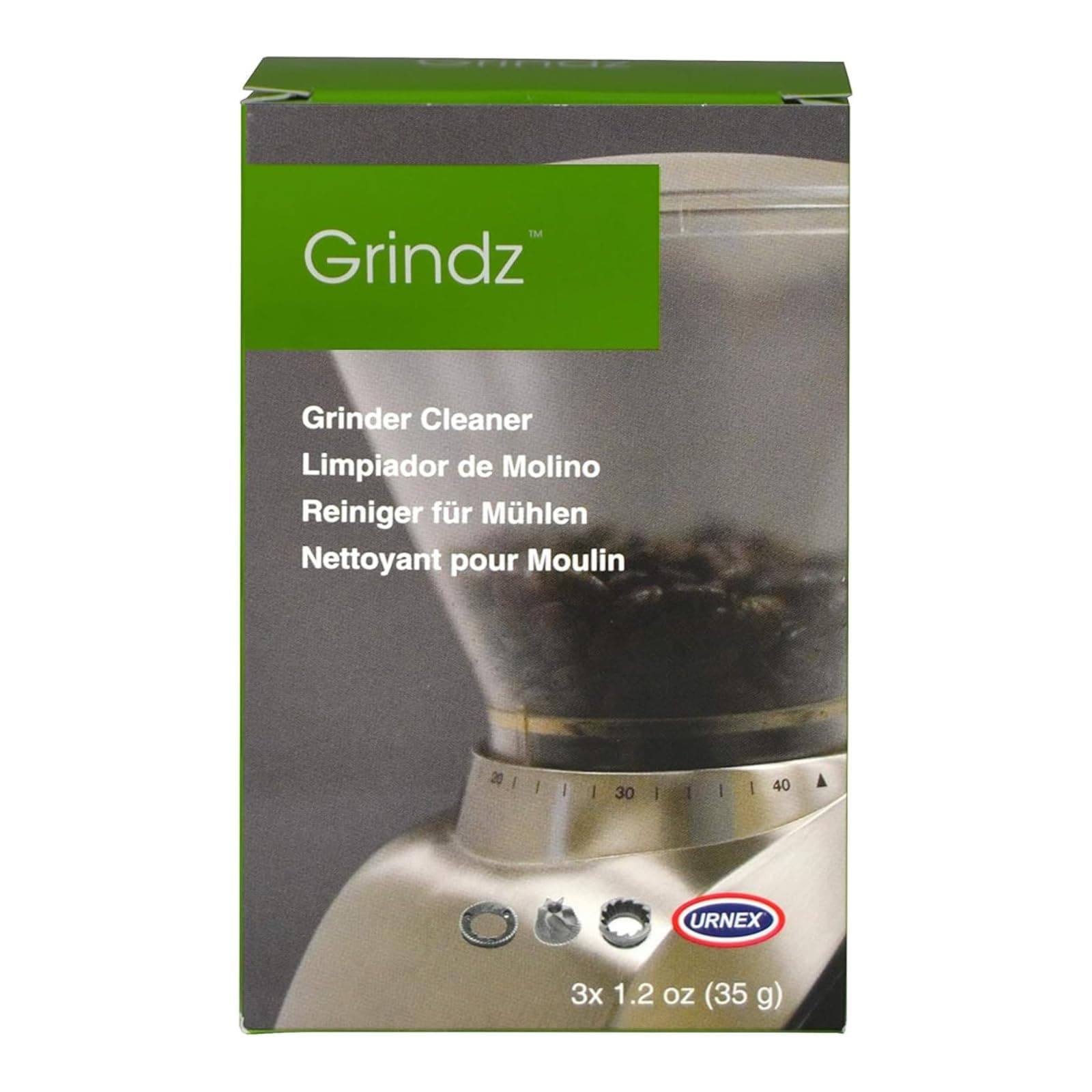 Urnex Grindz Professional Coffee Grinder Cleaning Tablets, 3 Single Use Packets
