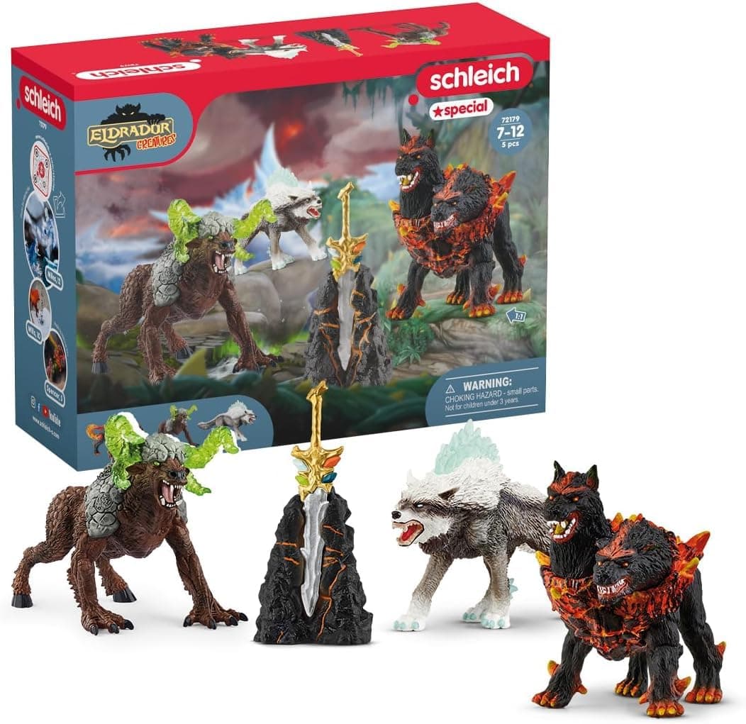 schleich ELDRADOR CREATURES 72179 Monster Action Figures Set - 4-Piece Play Set Figures Starter Set with Magic Sword, Toy for Boys and Girls from 7 Years