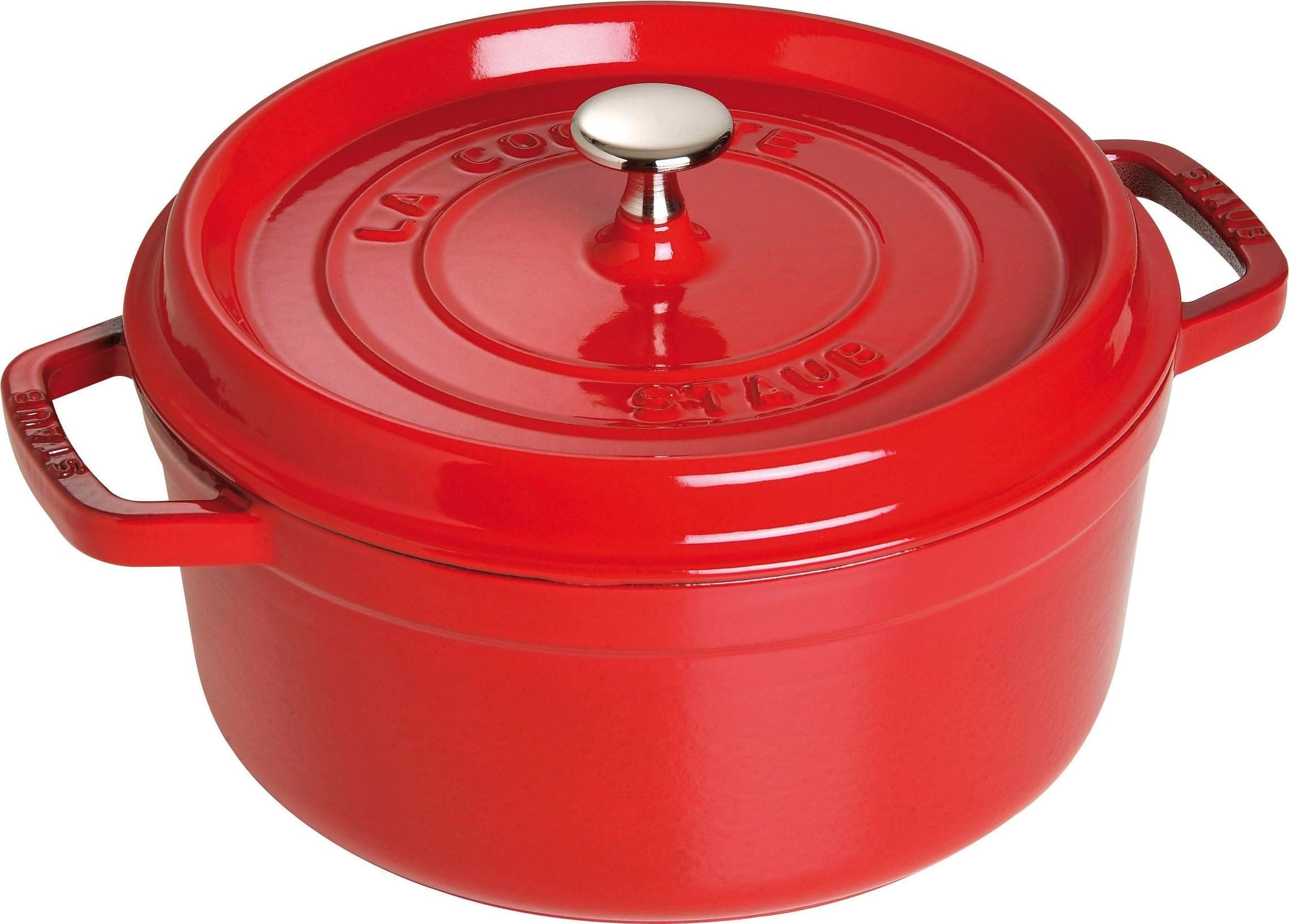 Cast Iron Roaster/Cocotte, Round, Cherry Red, 24 cm, 3.8 L