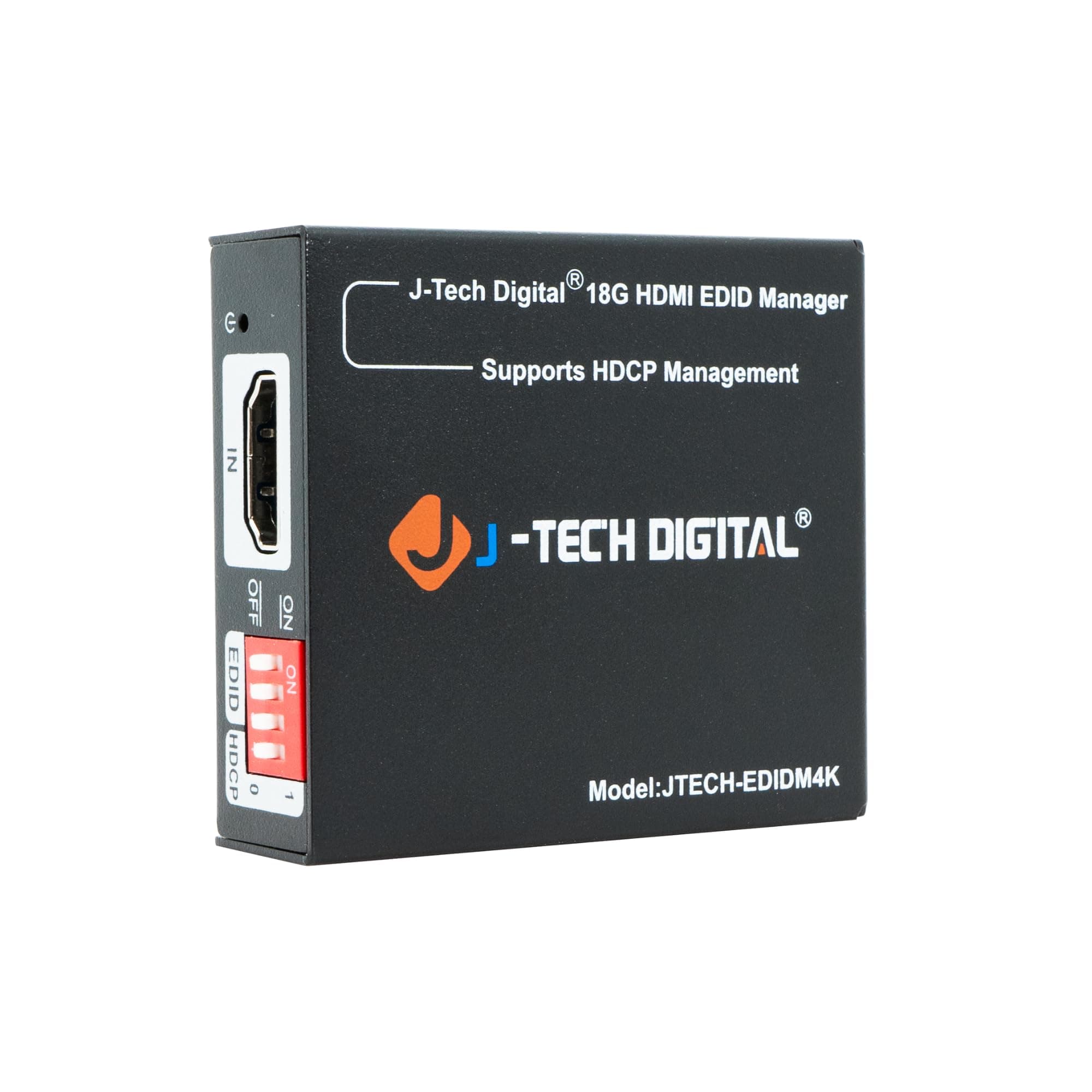J-Tech Digital HDMI EDID Emulator HDCP Manager 4K60Hz Auto Downscaling, 8 EDID Modes & Custom EDID Settings, Power by USB C or HDMI, Supports CEC On/Off [JTECH-EDIDM4K]