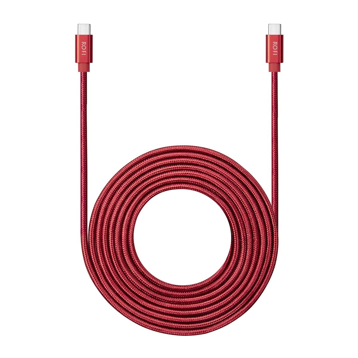 RoFI USB C to USB C Cable 15ft, 60W Power Delivery Extra Long and Extremely Durable Type C Charger Cord Compatible with MacBook Pro/iPad Pro/Galaxy S20/Switch/Pixel/LG and Other USB C Charger (Red)