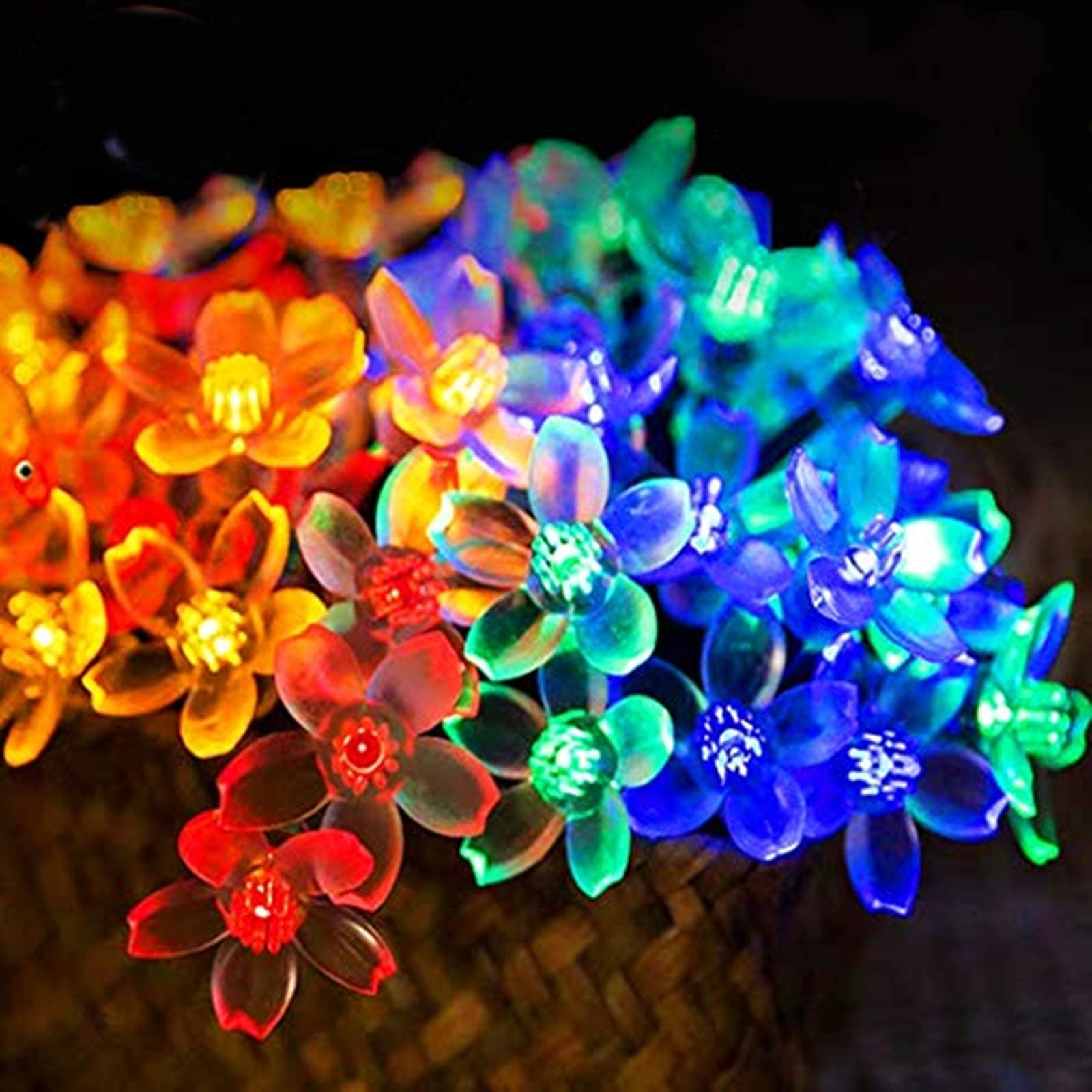 Chipark Solar String Lights Garden, 30 LED Blossom Solar Powered Fairy Lights 15.74ft 8 Modes Waterproof Outdoor Flower String Lights Twinkle Fairy Lights for Patio Yard Wedding Party (Multicolour)