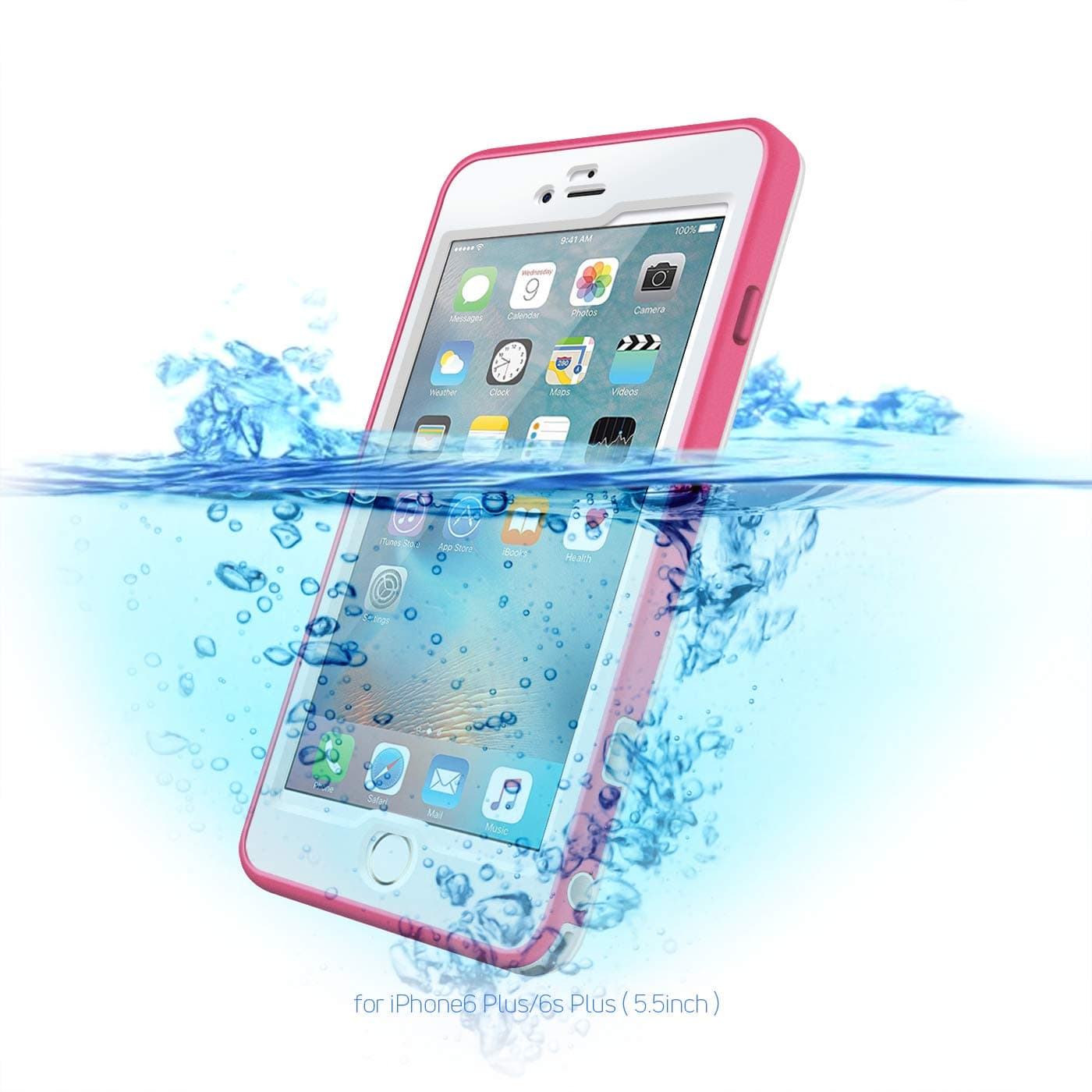 Waterproof Phone Case for iPhone 6 6s Plus, Full Body Shockproof Snowproof Dirtproof Sandproof Case for Swimming Diving Surfing (Pink 5.5")