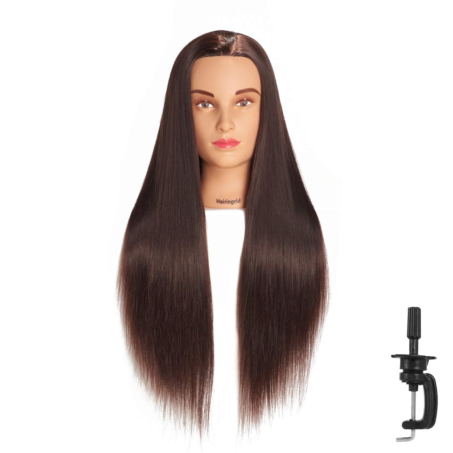 Hairingrid 26"-28" Mannequin Head Hair Styling Training Head Manikin Cosmetology Doll Synthetic Fiber Hair and Free Clamp Holder