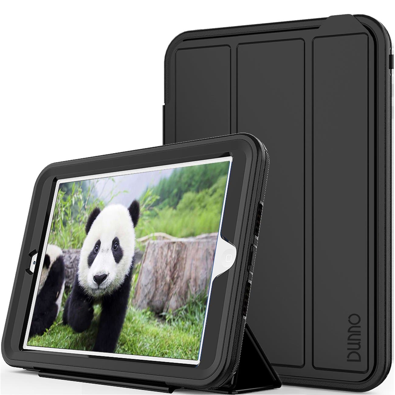 DUNNO iPad mini case - Three Layer Heavy Duty Full Body Protective Stand Cover Case for Apple iPad mini 1/2/3 (Black)
