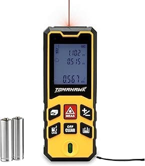 TOMAHAWK® TLM-O-100 Laser Distance Meter MC 100m RL THK | 325ft Range with Area, Volume, Pythagoras Measurement | Laser Class 2 | Water & Dustproof | 2 Line LCD Display with Batteries & Hand Strap