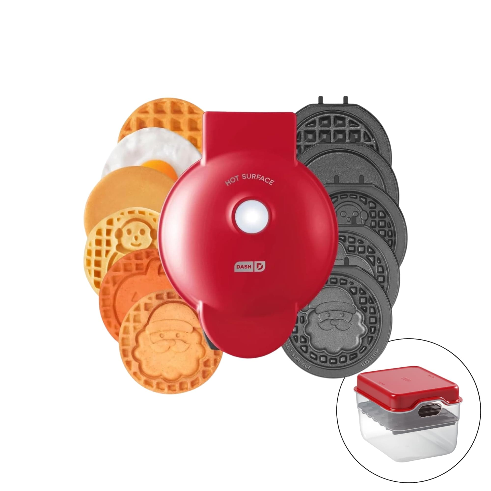 DASH Multimaker with 7 Removable Plates - Waffle Maker and Griddle + 3 Themed Plates - Santa Claus, Pumpkin, Snowman, Mini Waffle for Halloween and Christmas - for Kids and