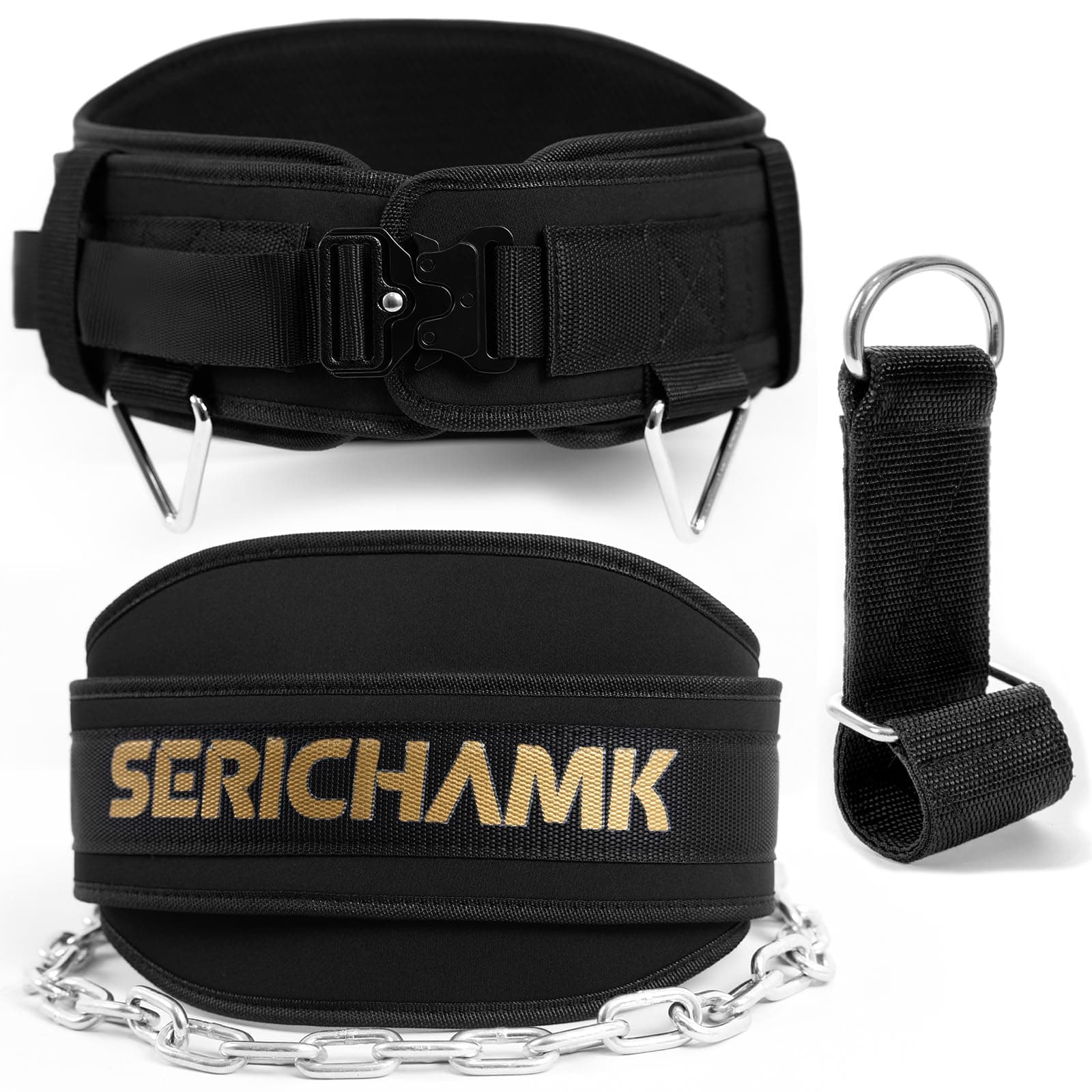 Weighted Dip Belt for Weight Lifting - 46" Pull Up Belt With Chain & Loading Straps