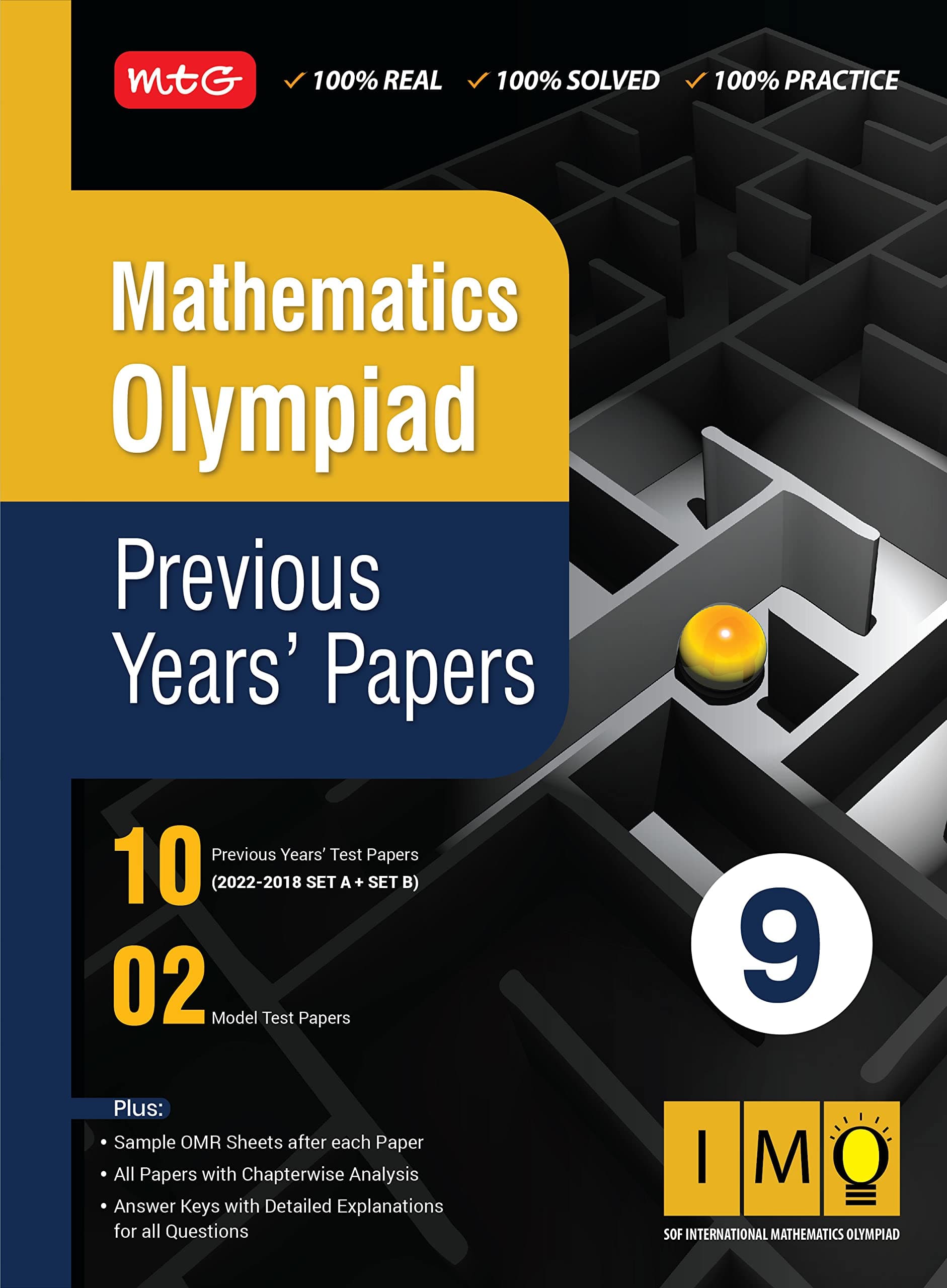 MTG Mathematics (IMO) Olympiad Previous Years Papers with Mock Test Papers Class 9 - Sample OMR Sheet with Chapterwise Analysis | SOF Olympiad Books For 2023-24 Exam