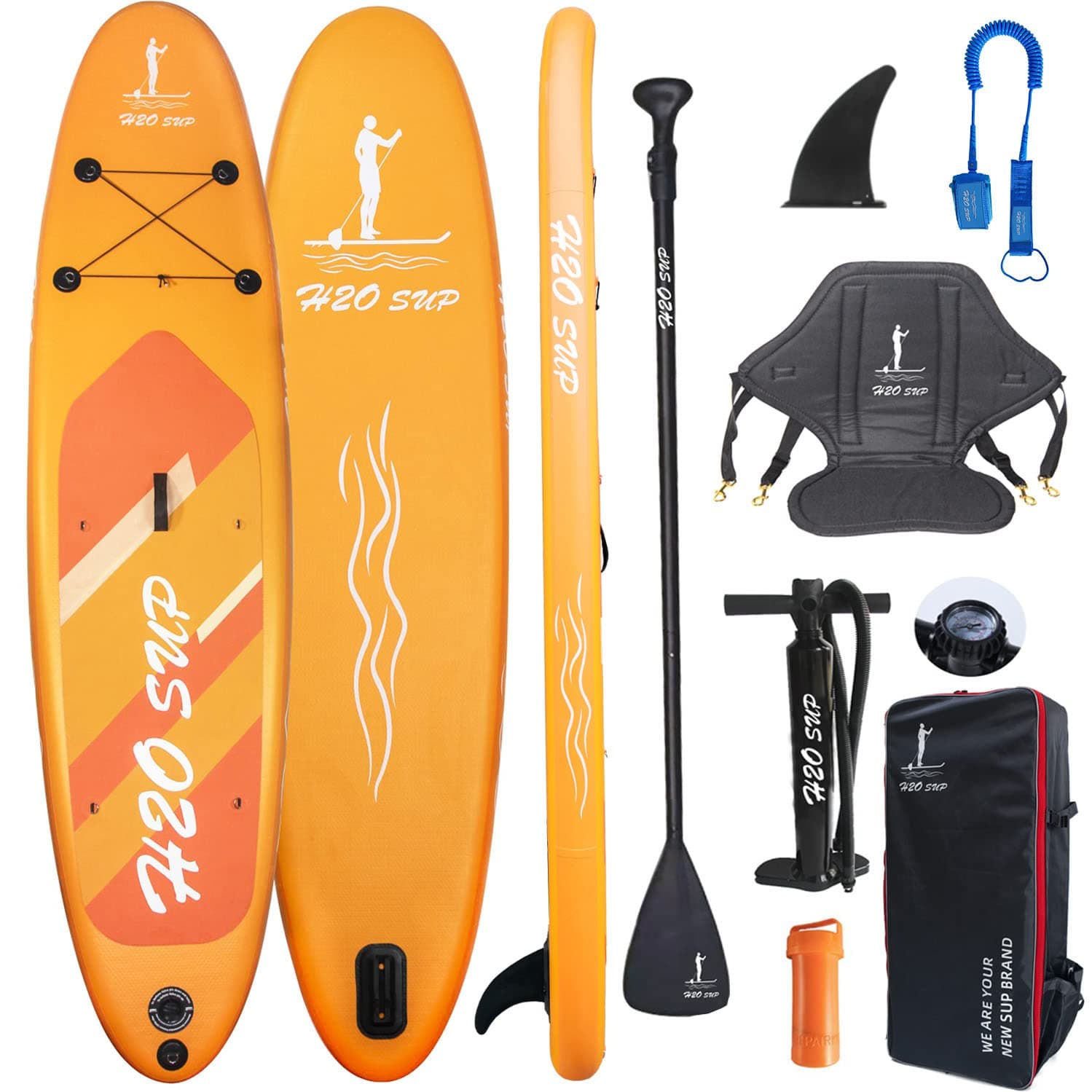 H2OSUP Inflatable Paddle Board - 10/10.6 ft 6" Thick Ultra-Light Stand Up Paddleboard,SUP Board for All Skill Levels with Premium Backpack,SUP Accessories & Non-Slip Deck for Youth & Adults