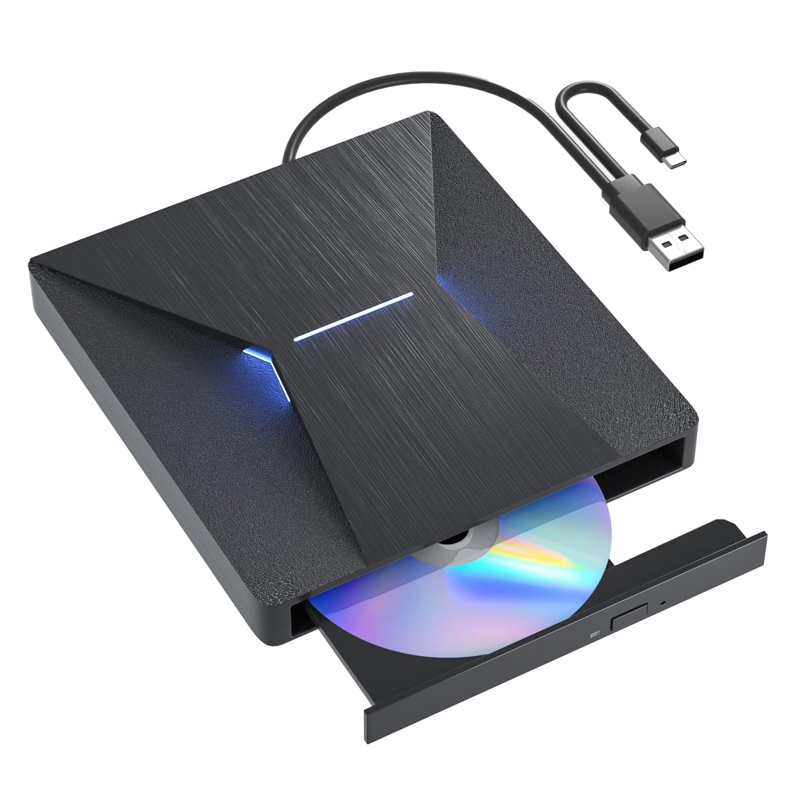 External Bluray DVD Drive, MthsTec USB 3.0 and Type-C Blu-Ray DVD Burner 3D Slim Optical Bluray CD DVD Drive Compatible with Windows XP/7/8/10, MacOS, Linux for MacBook, Laptop, Desktop
