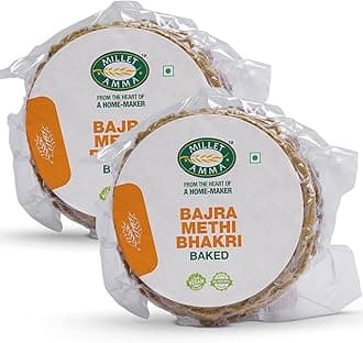 Millet Amma Baked Bajra Methi Bhakhri - 360 Gms | (Pack of 2 - Each 180 Gms) | Ready to Eat | Best Choice for Snack Time, Parties & Events | Healthy Traditional Gujarati Snacks