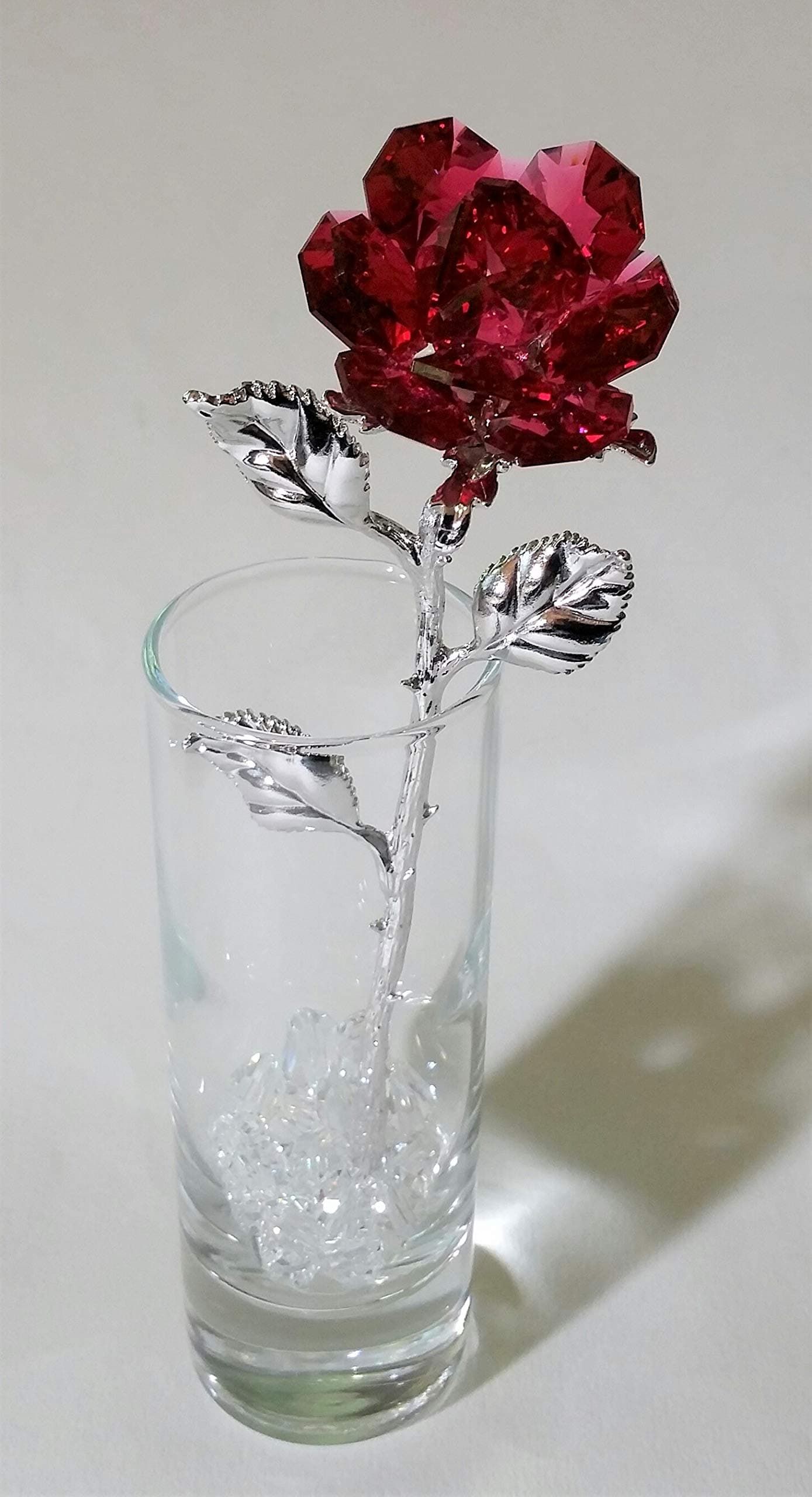 Red Crystal Rose Made Using Crystal in Vase