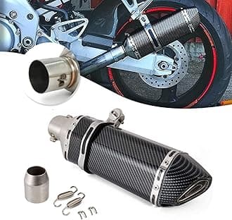 JFG RACING Slip On Exhaust Motorcycle Muffler Pit Dirt Bike Exhaust ATV Muffler,1.5-2" Universal for Street Bike Pit Bike Scooter