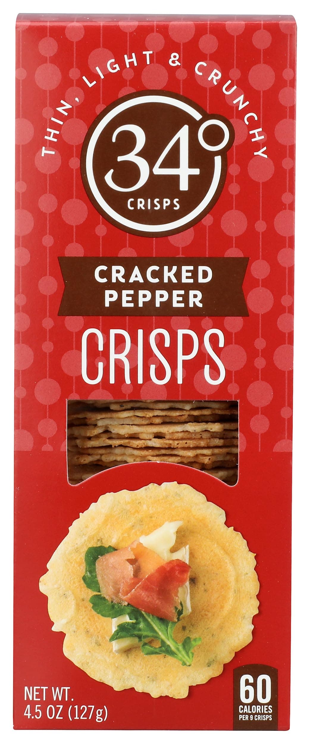 34 Degrees Crisps | Cracked Pepper Crisps | Thin, Light & Crunchy Crisps, Single Pack (4.5oz)
