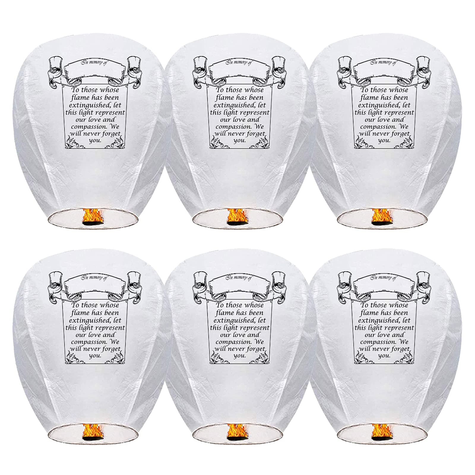 Douzi Chinese Sky Lanterns (6 Pack) 100% Biodegradable No Assembly Required - Beautiful Lantern for White for Weddings, Birthdays, Parties,Memorials and Much More