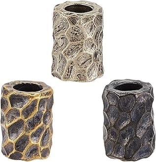 OLYCRAFT 3Pcs 3 Color 11x15mm Paracord Beads with 6mm Large Hole Column Lanyard Beads Brass Knife Beads Large Hole Beads Tube Loose Beads Metal Spacer Beads for Paracord DIY Crafts