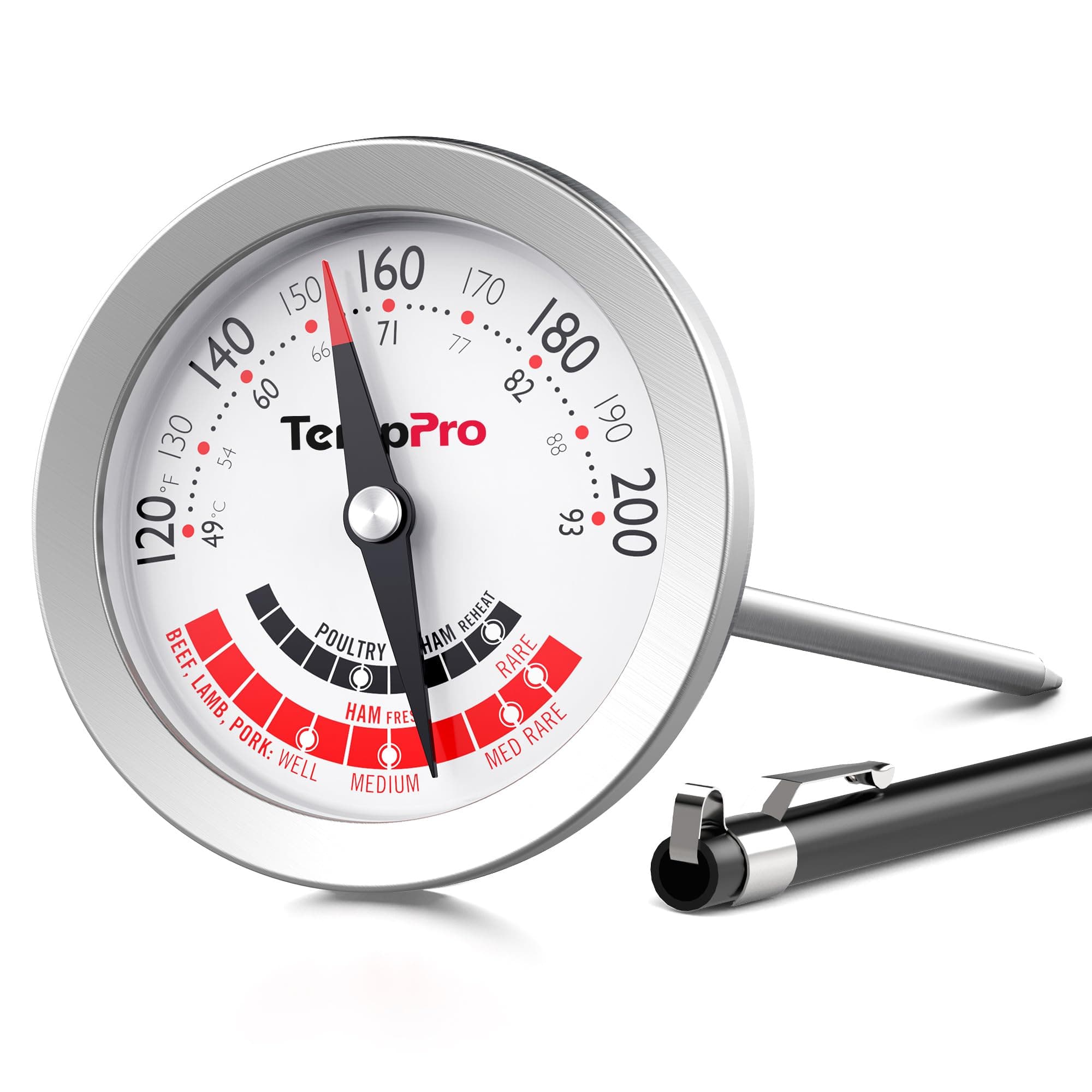 TempPro APT200 Meat Thermometer for Cooking with Extra-Large 2-Inch Dial, Analog Dial Food Cooking Thermometer for Poultry, Ham, Pork, Beef Candy Making Accessory (Previously ThermoPro)