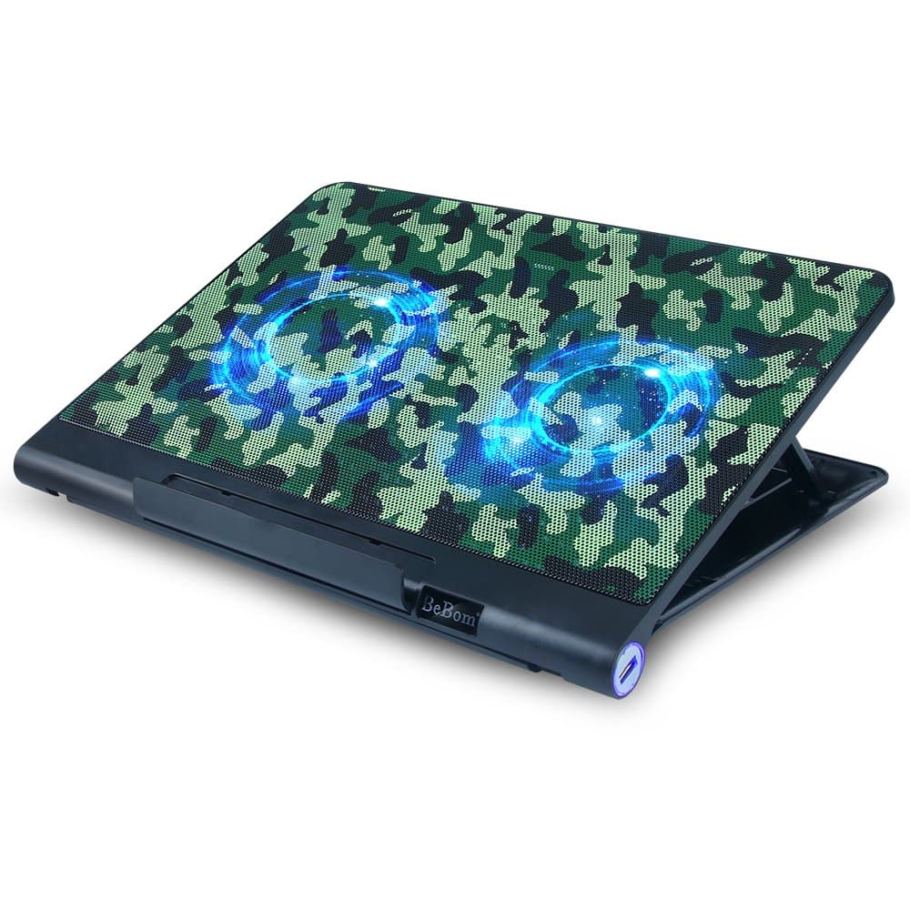 BeBom Cooling Pad For 14"-17" Laptops With 2 Quiet 120mm Fans, 3 Adjustable Height Settings (2 USB 2.0 Ports)Ultra Slim USB Powered